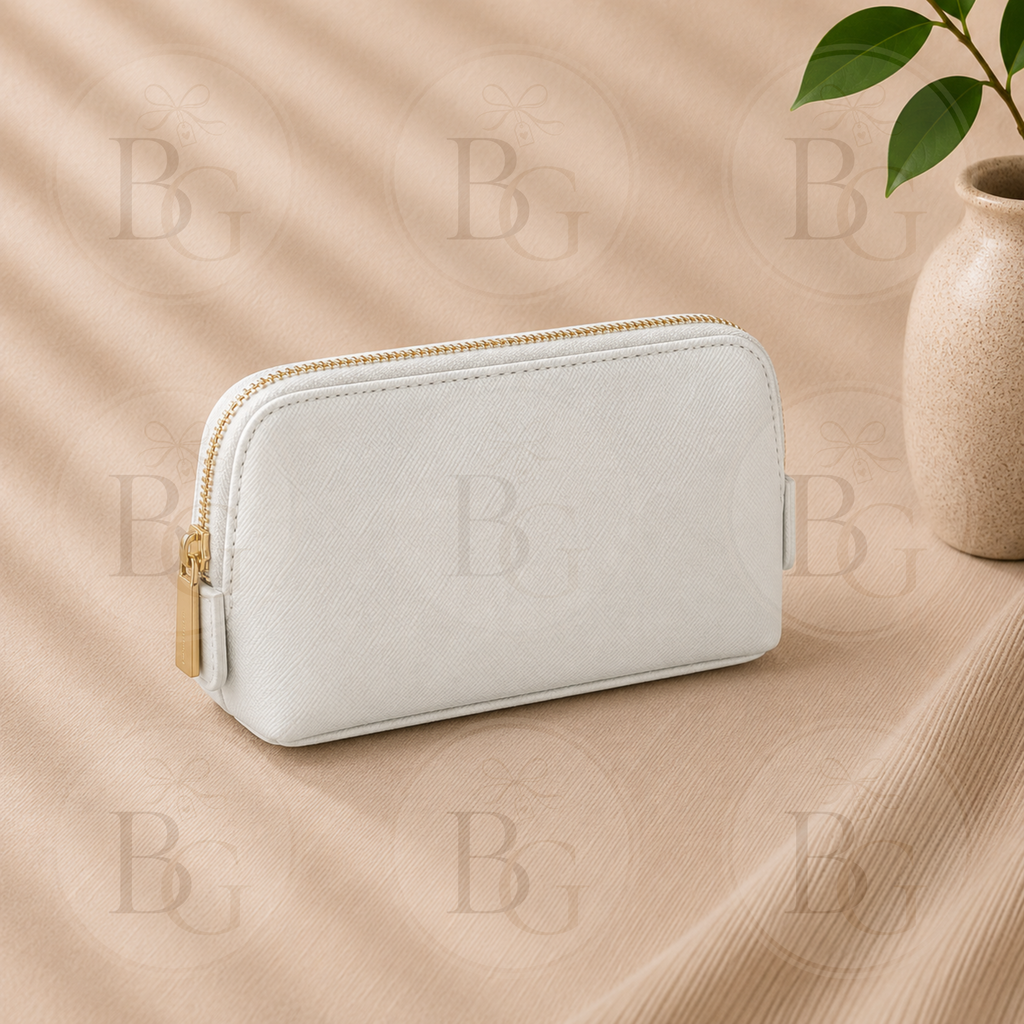 Personalised Small Makeup Bag – Custom Name Cosmetic Pouch – Available in 7 Colours