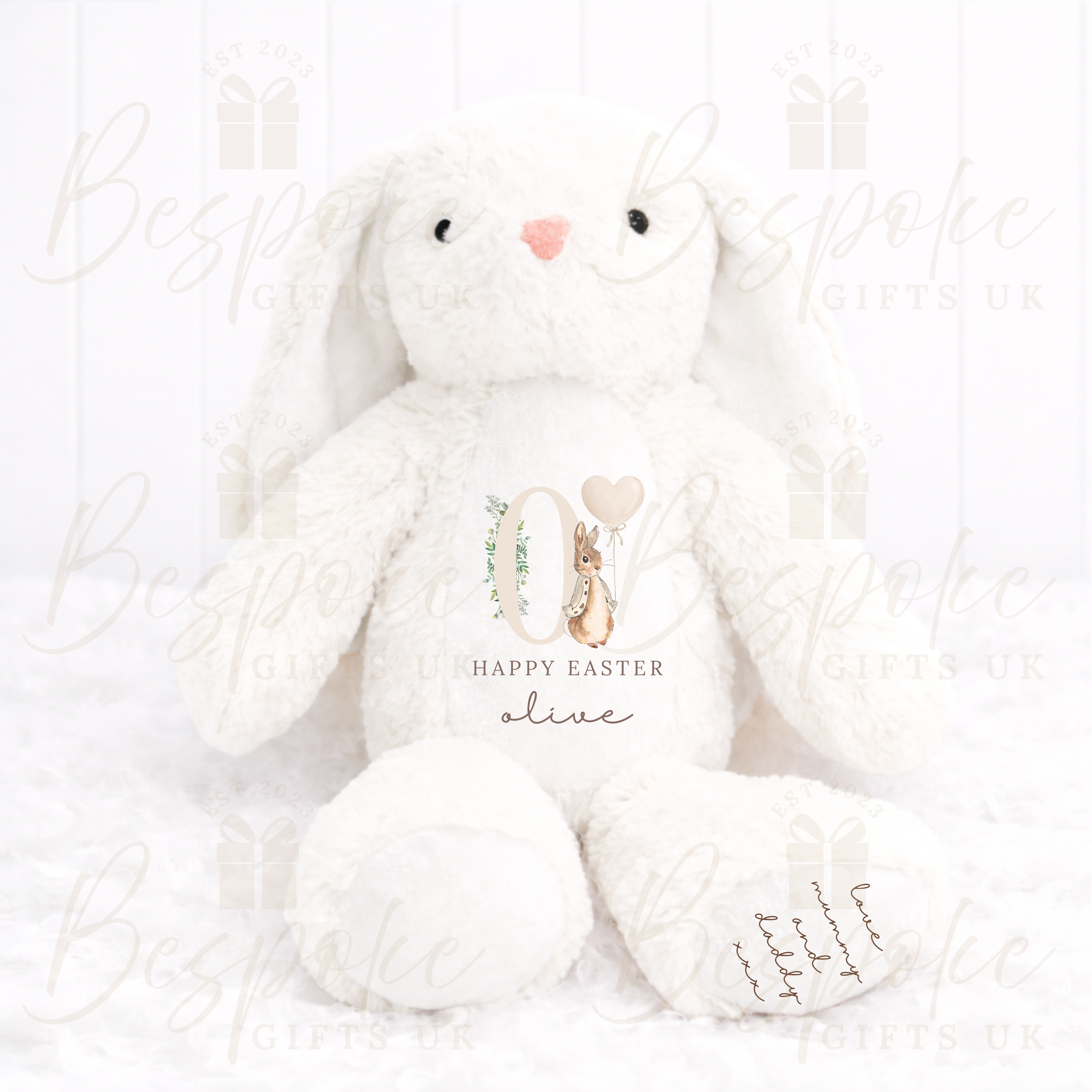 Happy Easter - Personalised Bunny - White