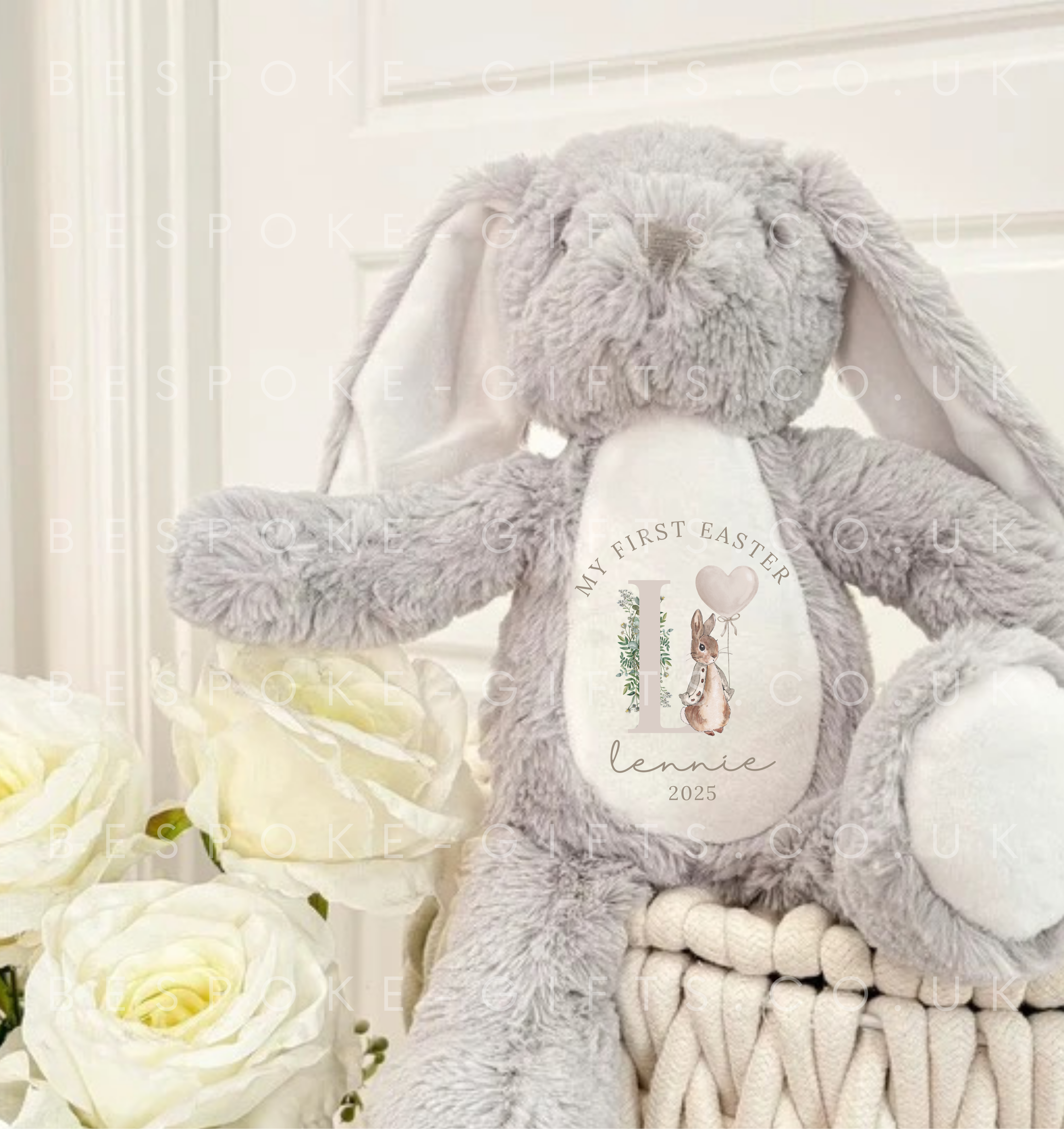 My First Easter - Personalised Bunny - Grey
