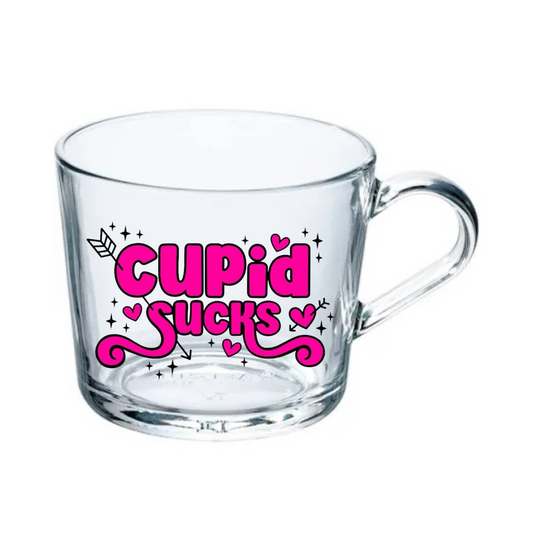 Cupid Sucks Glass Mug