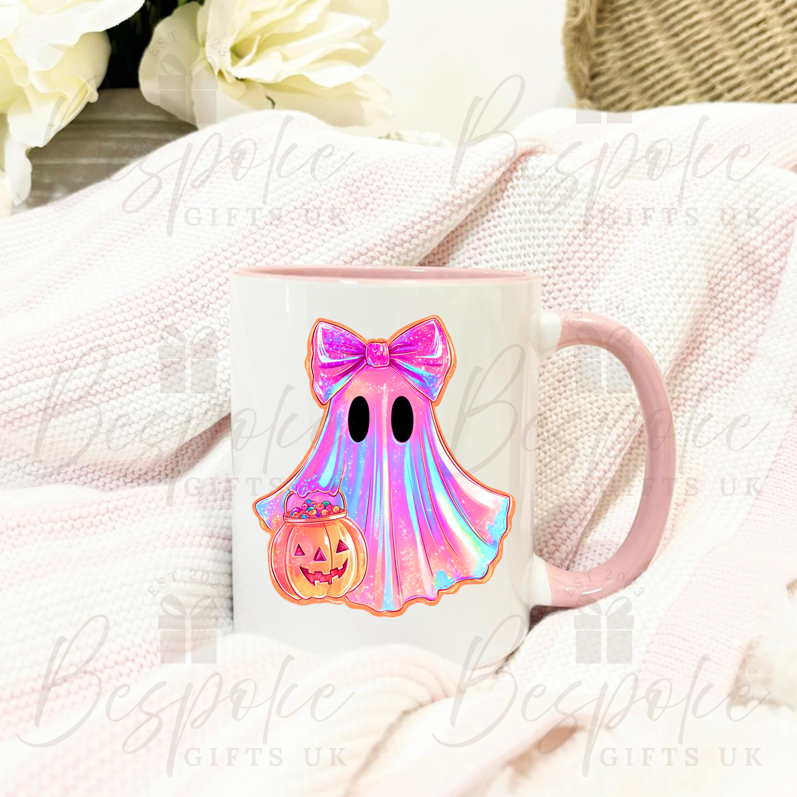 Iridescent Pink Ghost 11oz Ceramic Mug - Pink