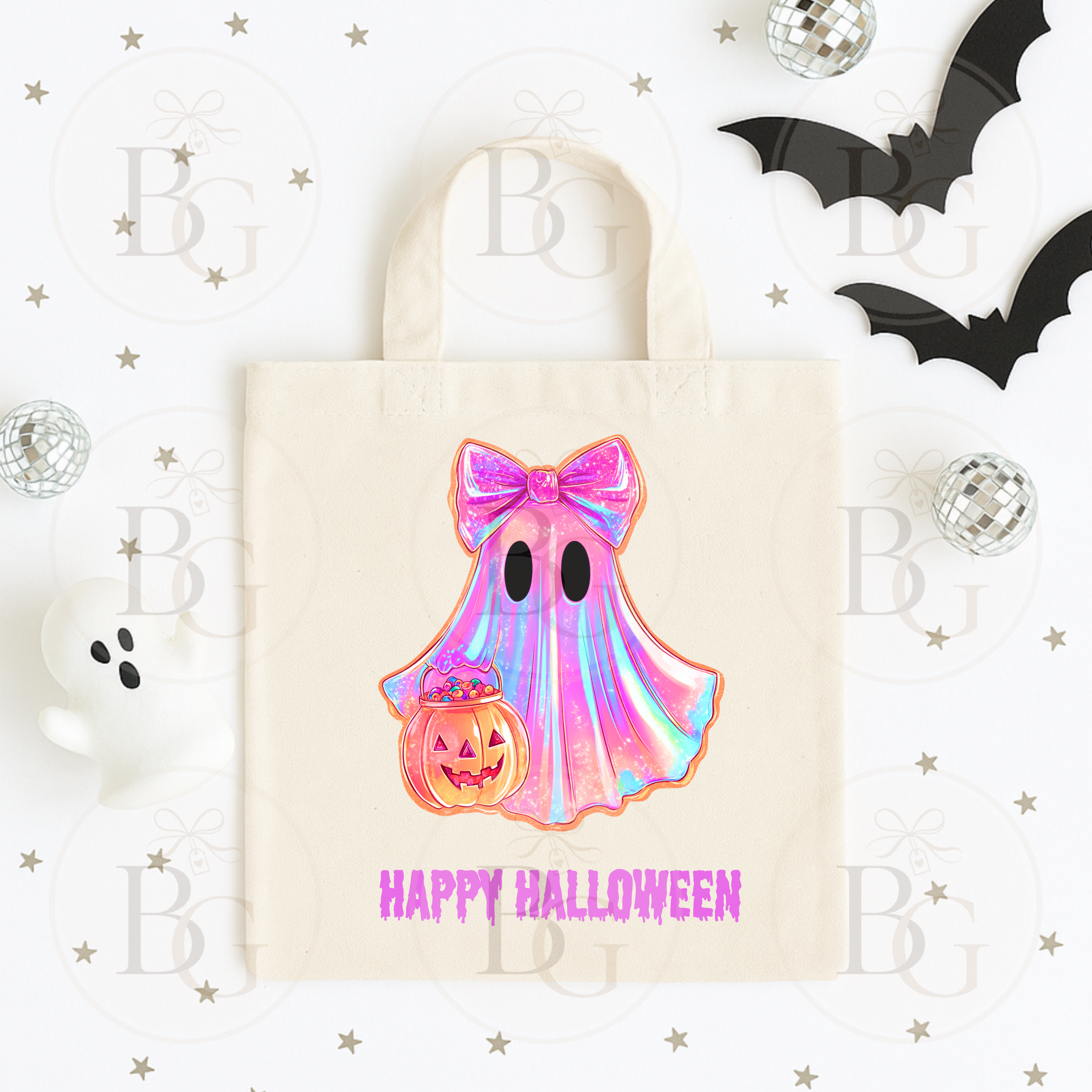 Happy Halloween Iridescent Ghost - Canvas Bag