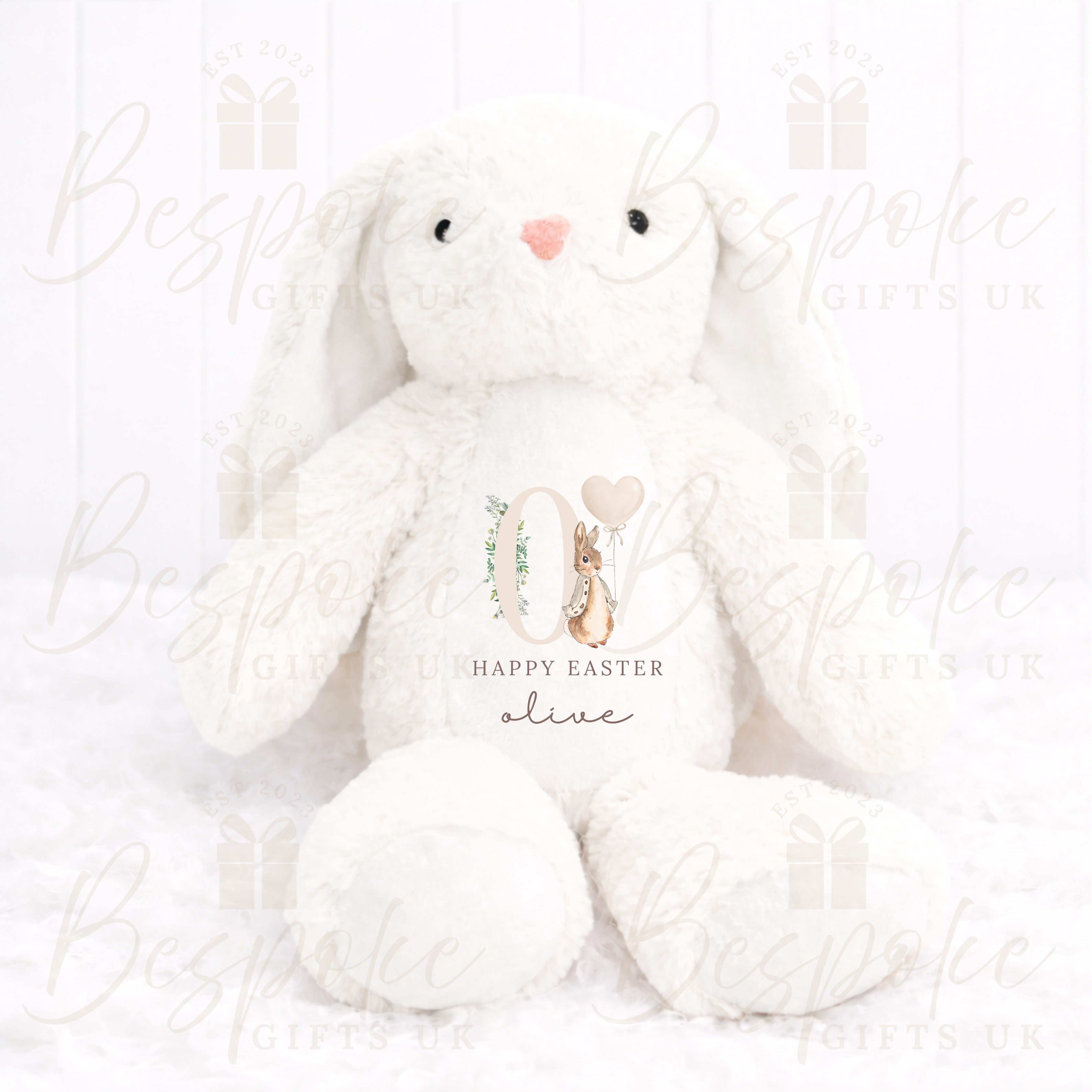 Happy Easter - Personalised Bunny - White