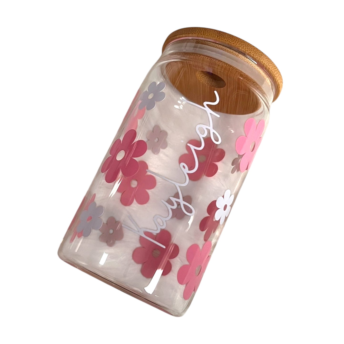 Flowers Print 16oz Glass Tumbler