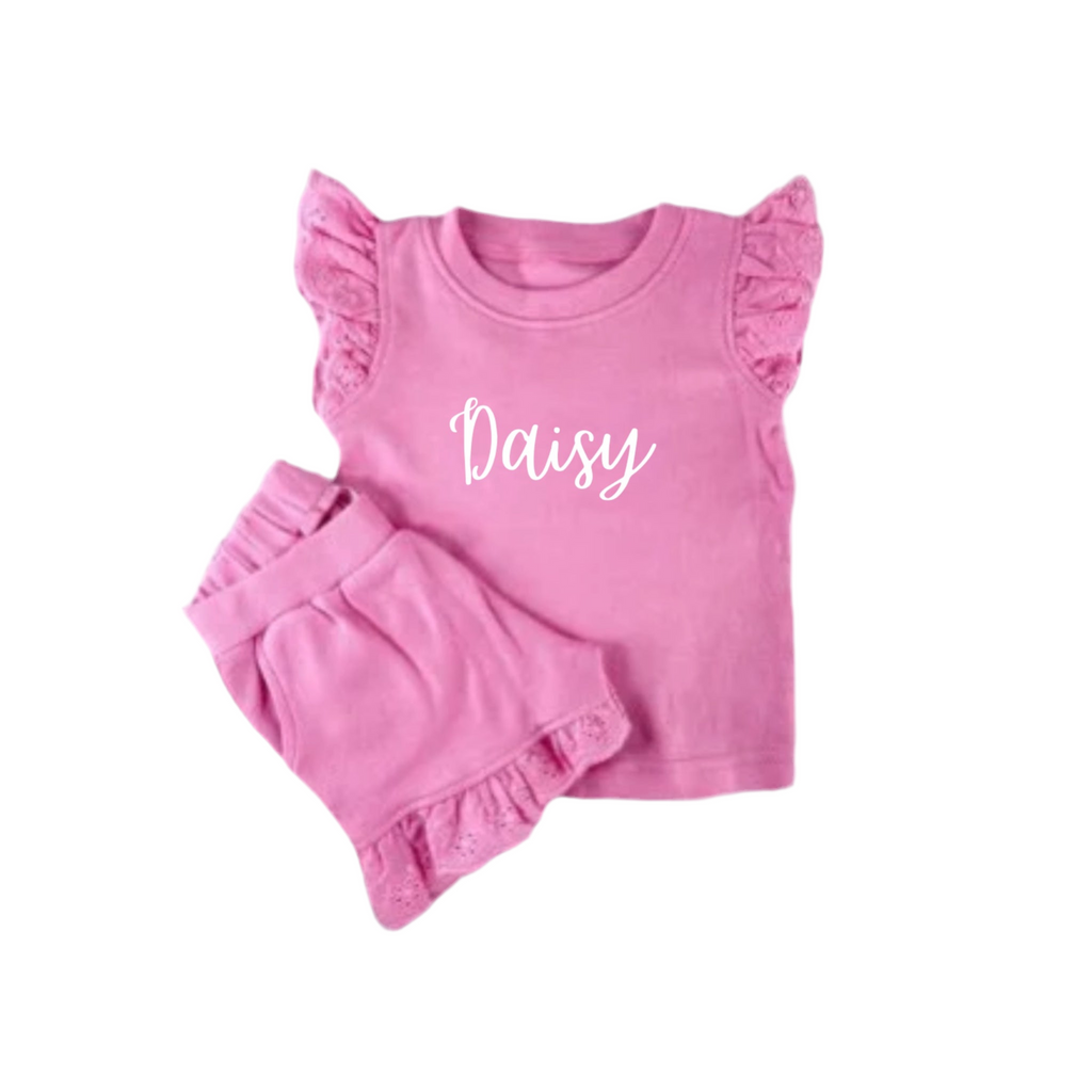 Personalised Anglaise Frill Set - Pink
