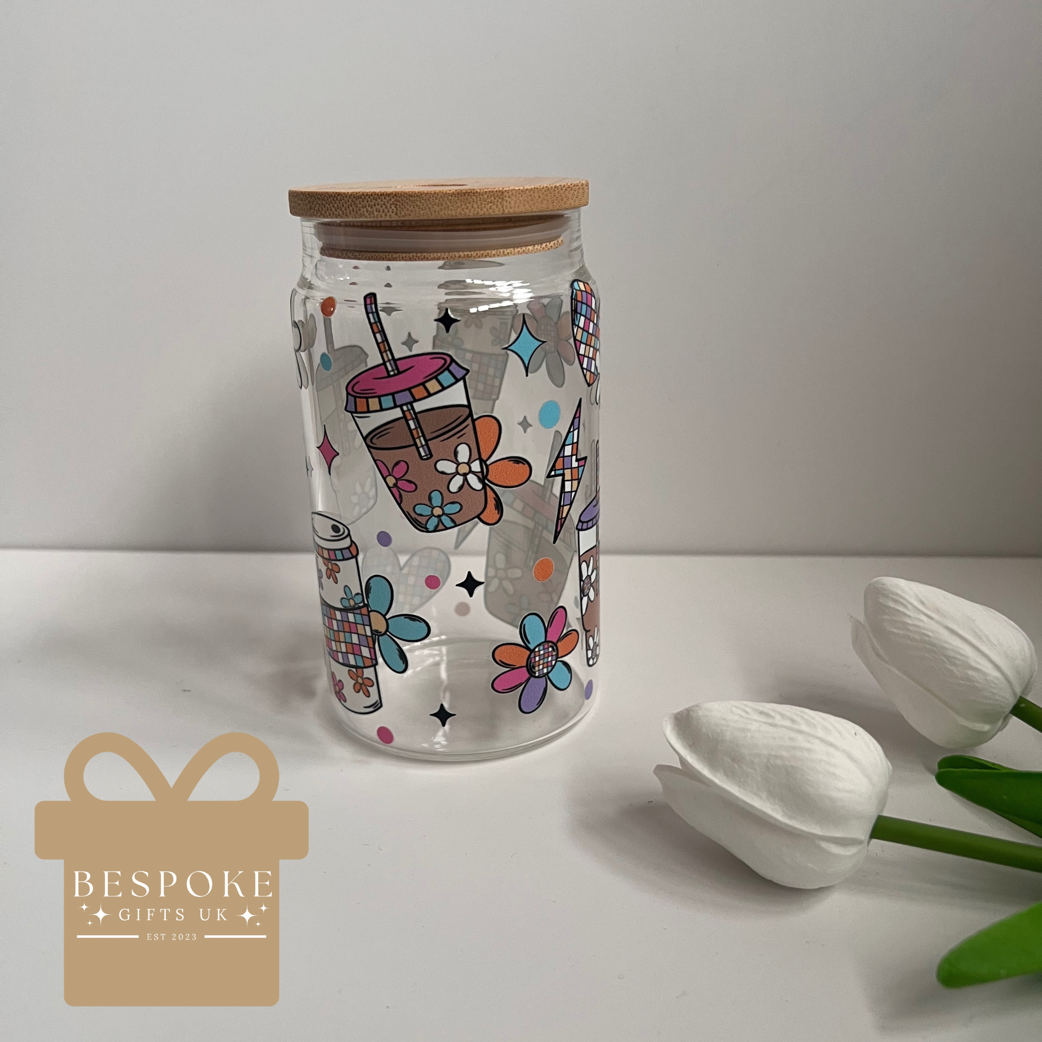 Retro Coffee - 16oz Glass Tumbler