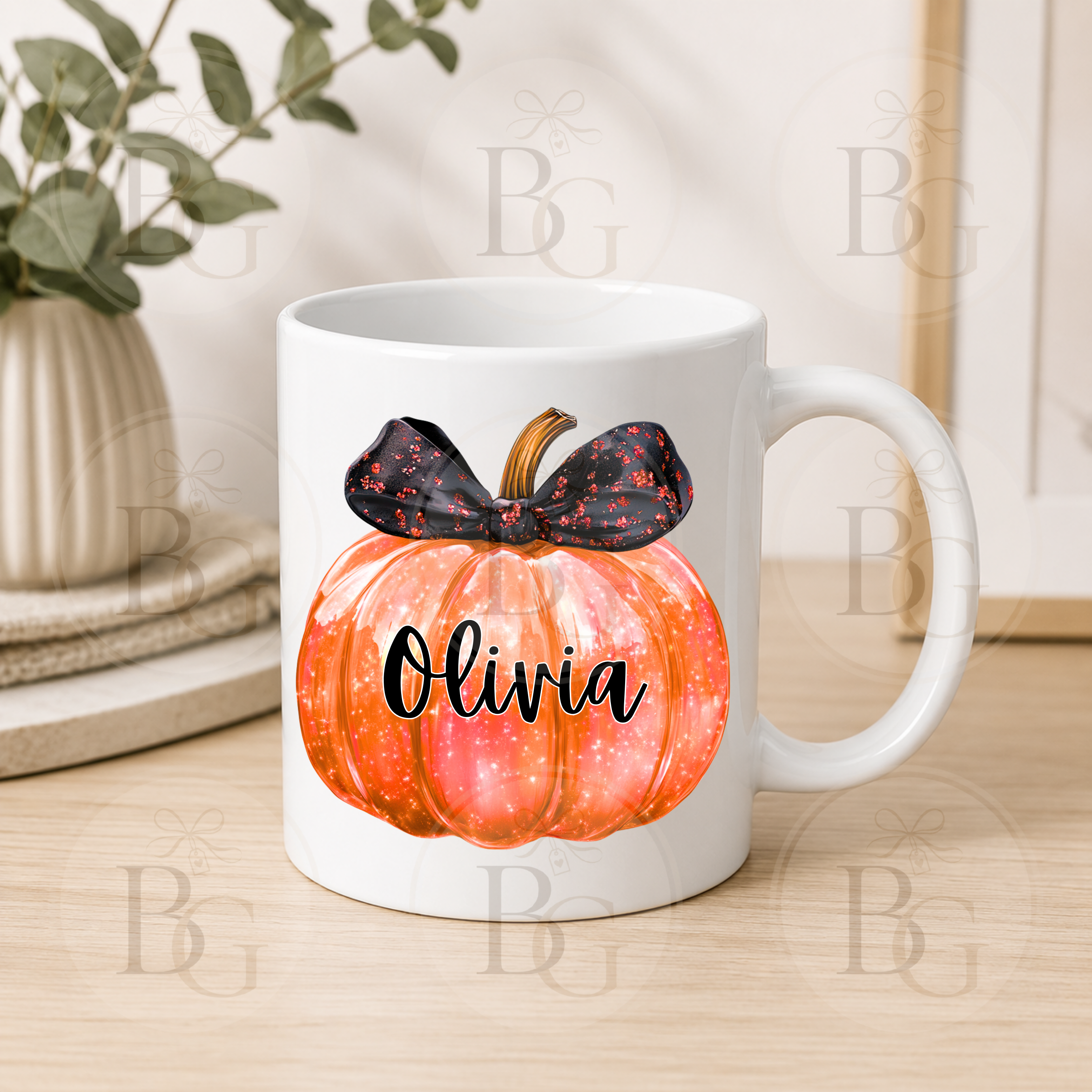 Personalised Pumpkin 11oz Ceramic Mug - Iridescent Orange