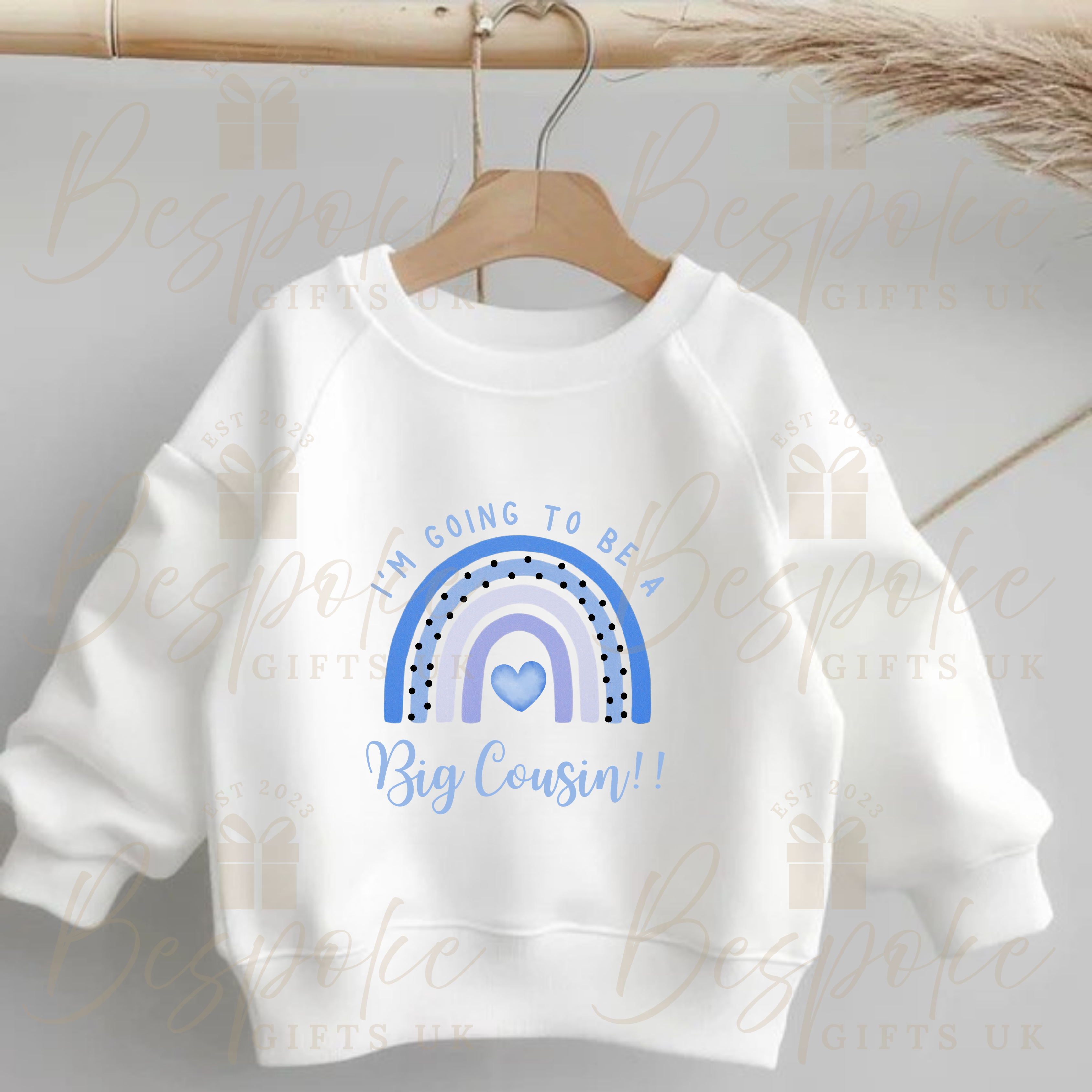 I’m Going To Be A Big Cousin - White Jumper - Blue Design