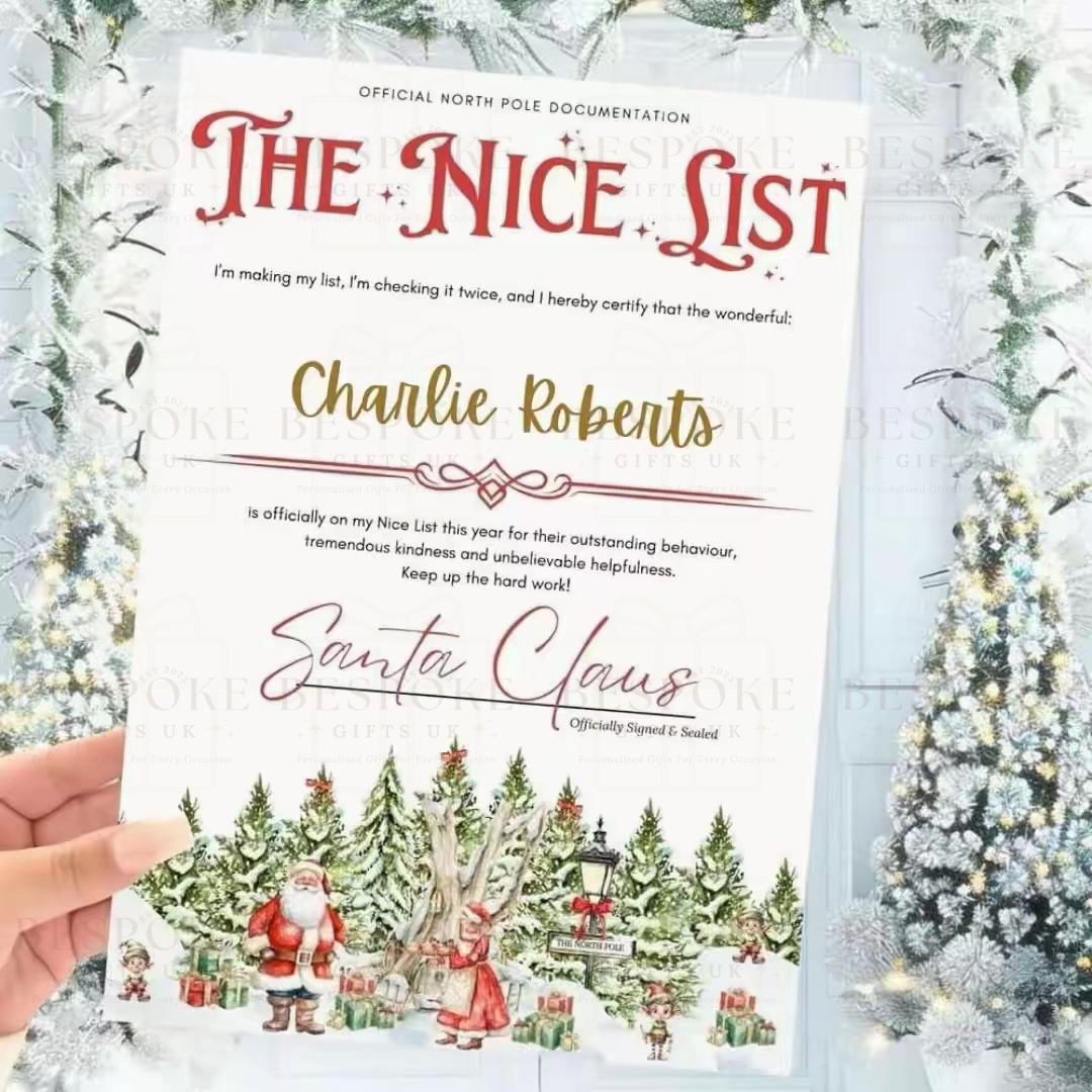 Personalised Nice List Christmas Certificate - Red