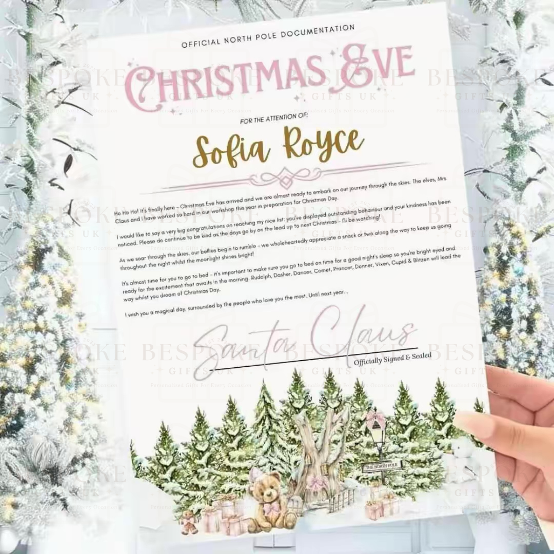 Personalised Christmas Eve Certificate - Pink