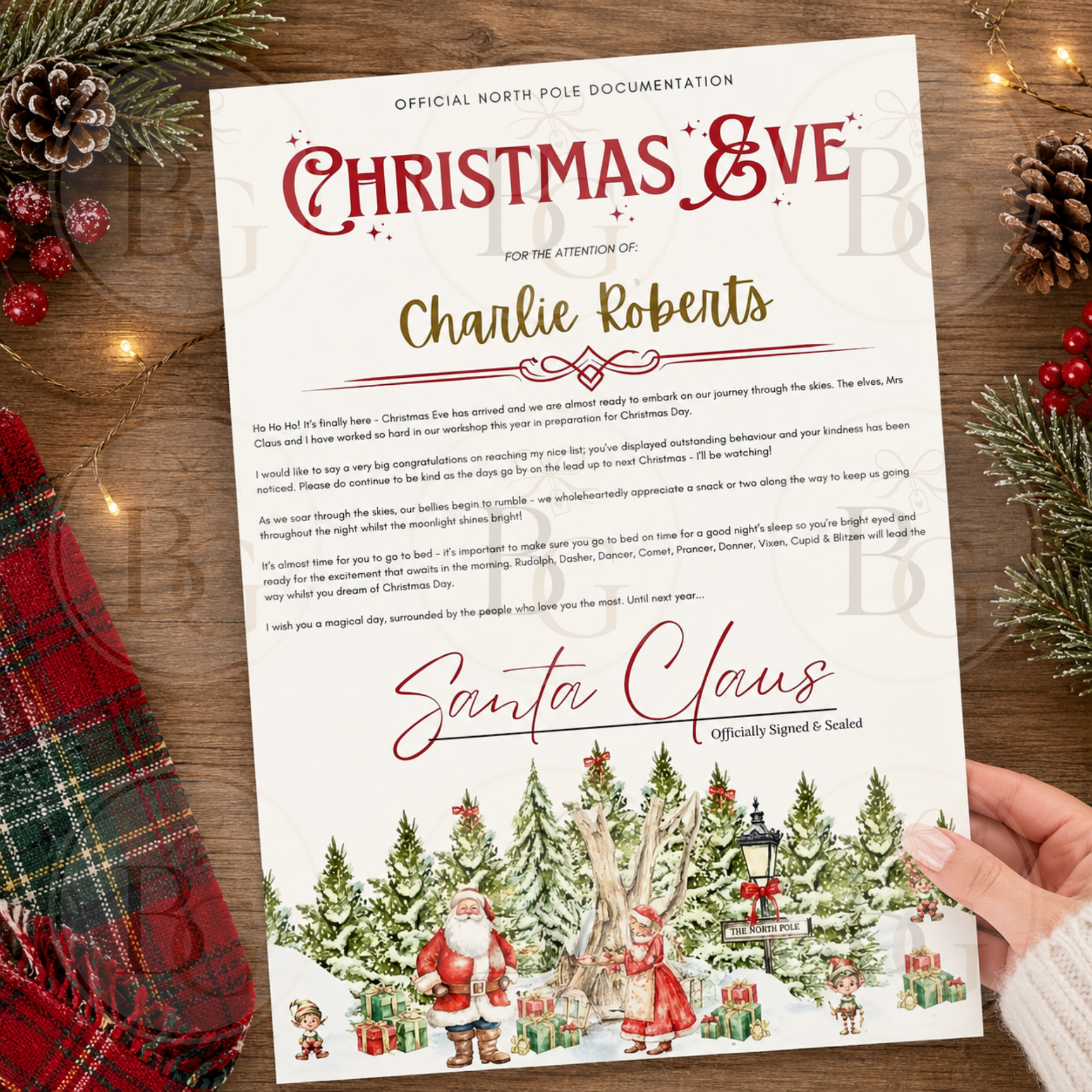 Personalised Christmas Eve Certificate - Red