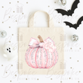 Personalised Sparkly Pink Pumpkin - Canvas Bag