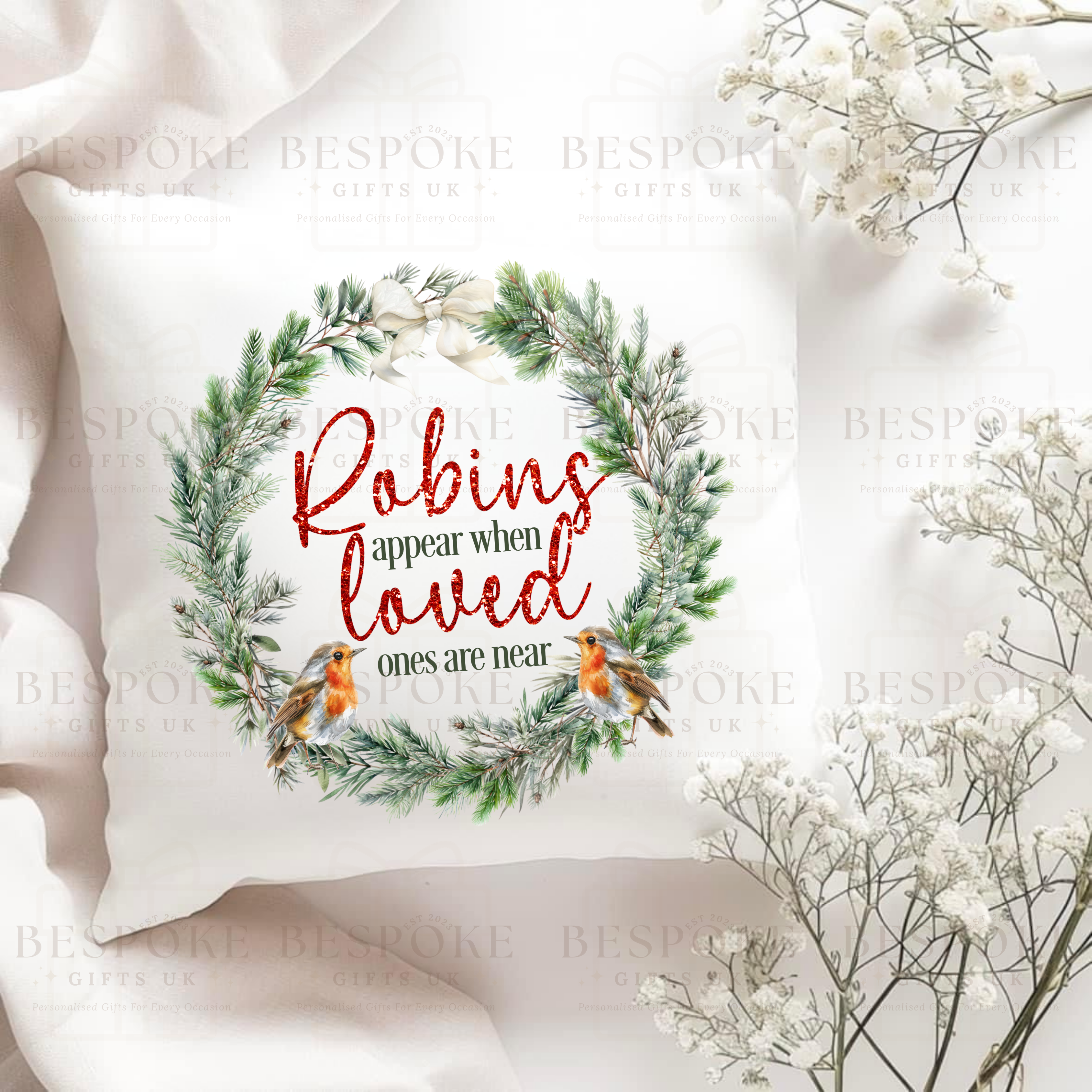 Robins Appear When Loved Ones Are Near - Luxury Linen Cushion Cover