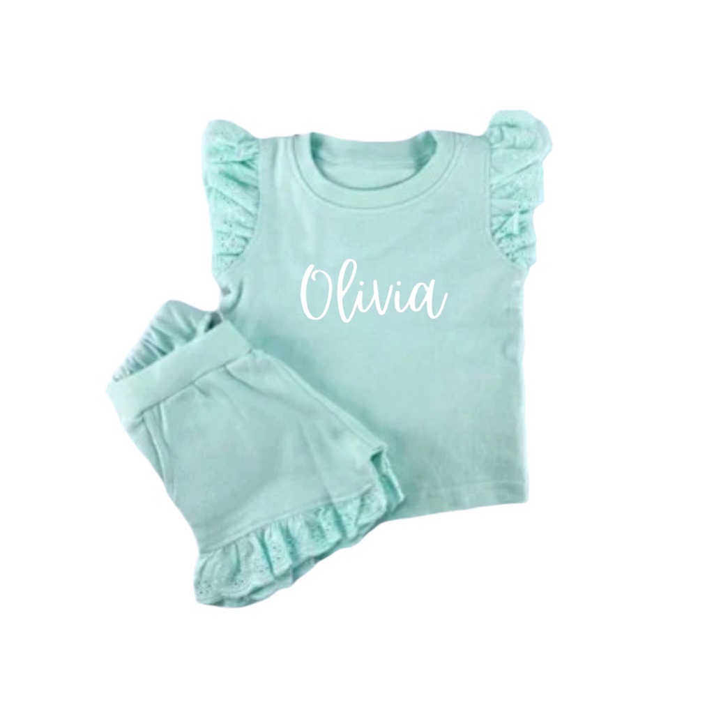 Personalised Anglaise Frill Set - Blue