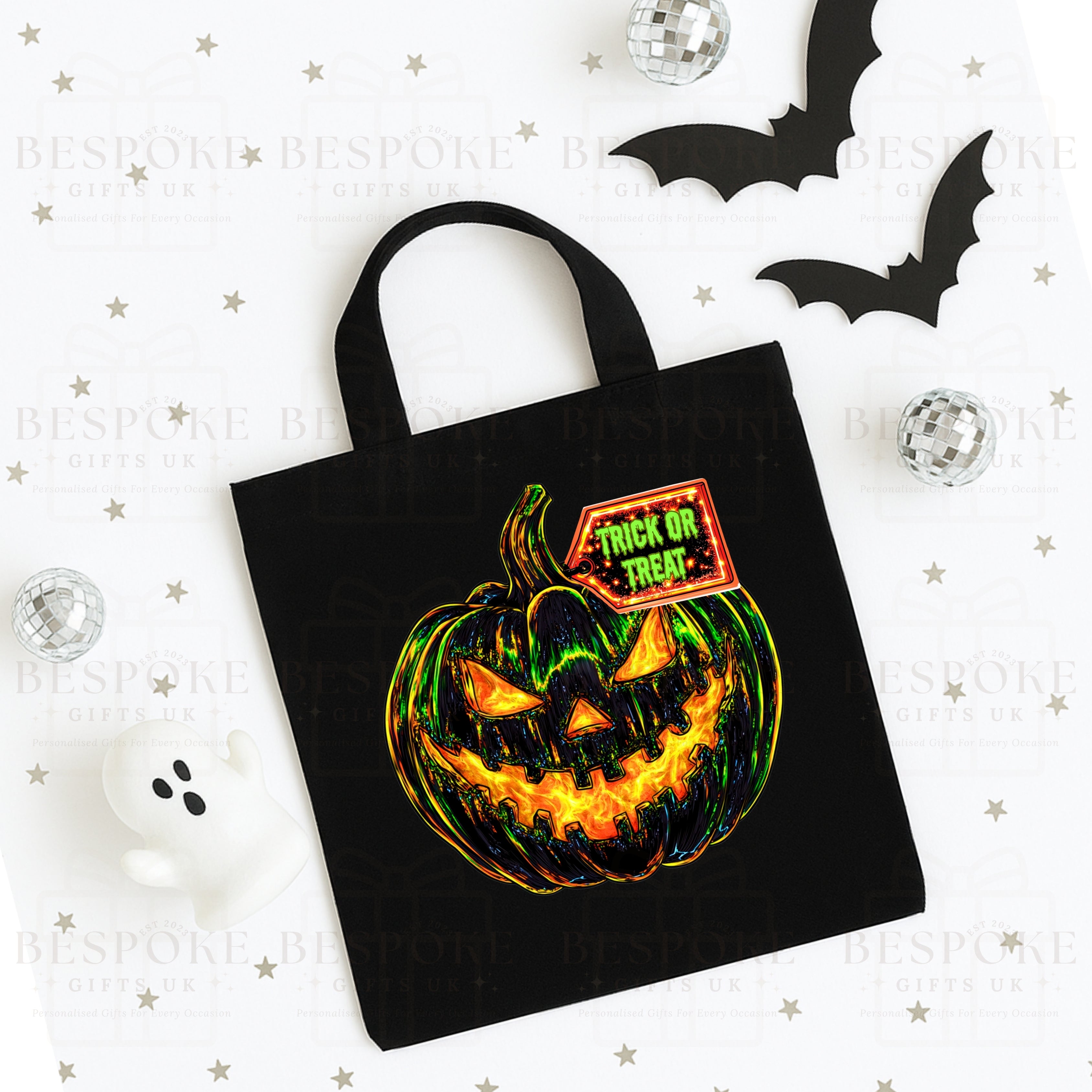 Trick or Treat Sparkly Neon Pumpkin - Mini Tote Bag