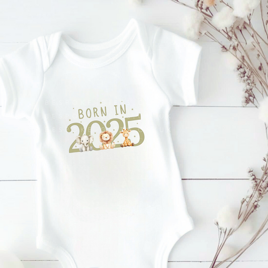 Born in 2025 Baby Grow - Green