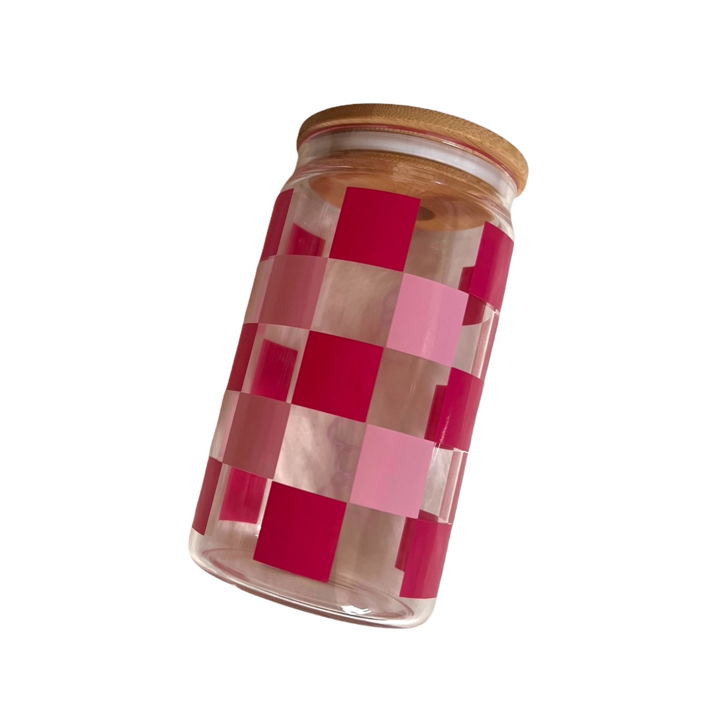 Checkered Print 16oz Glass Tumbler