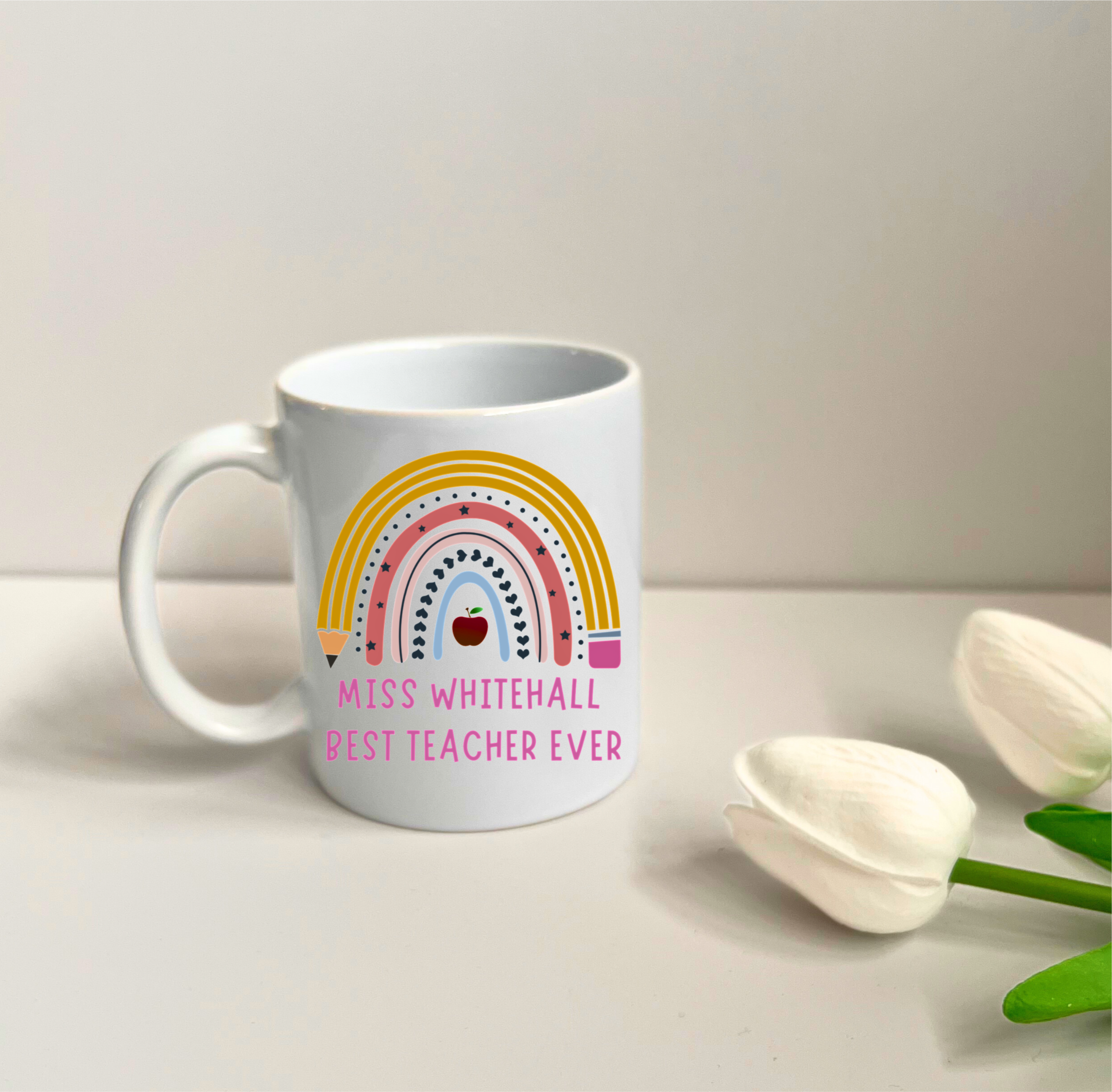 Personalised Teacher Rainbow 11oz Ceramic Mug