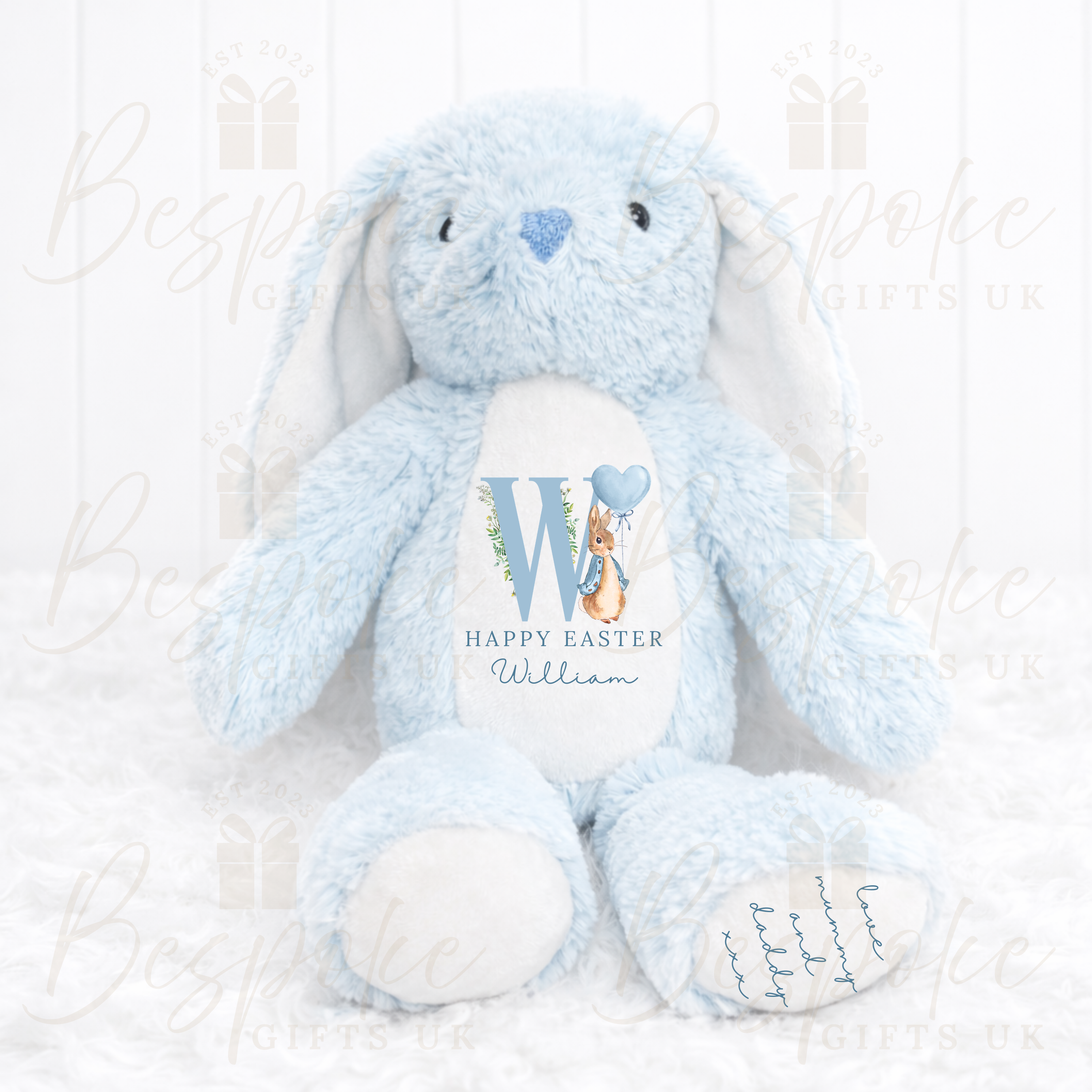 Happy Easter - Personalised Bunny - Blue