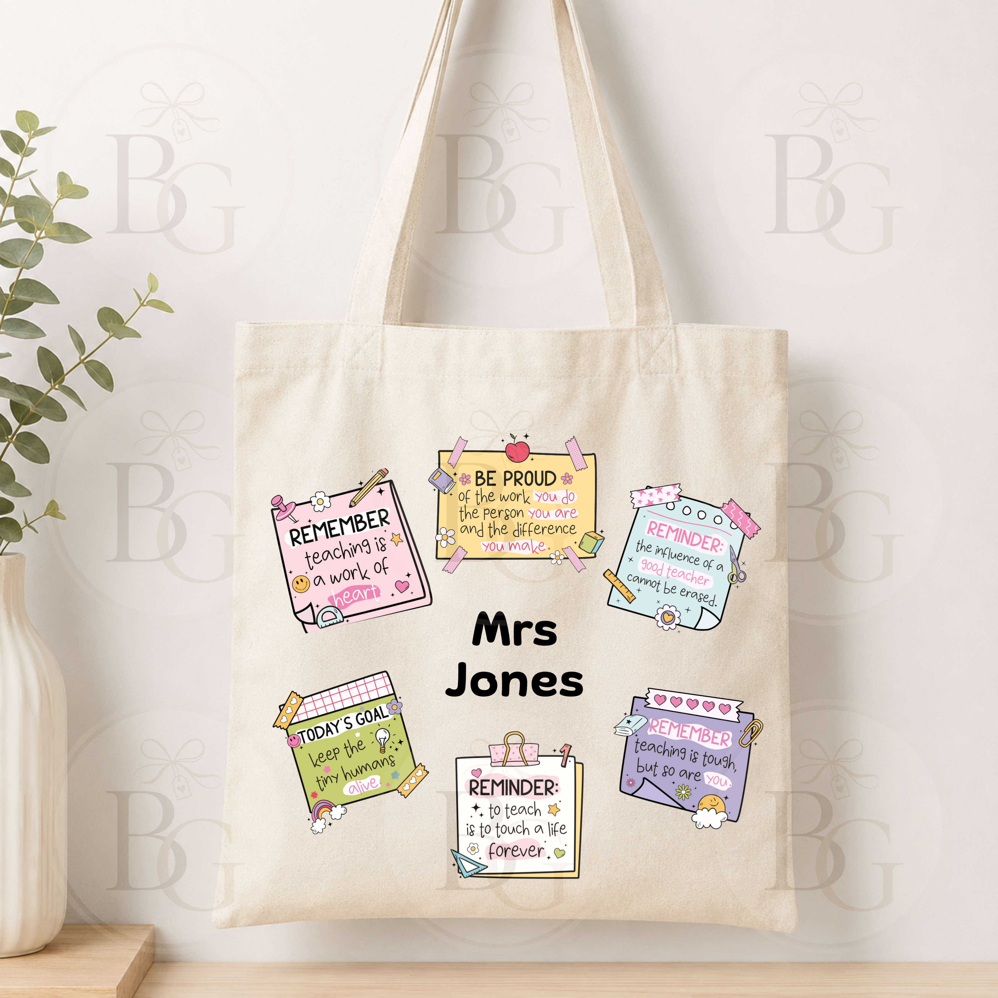Personalised Inspirational Teacher Tote Bag – Custom Teacher Thank You Gift