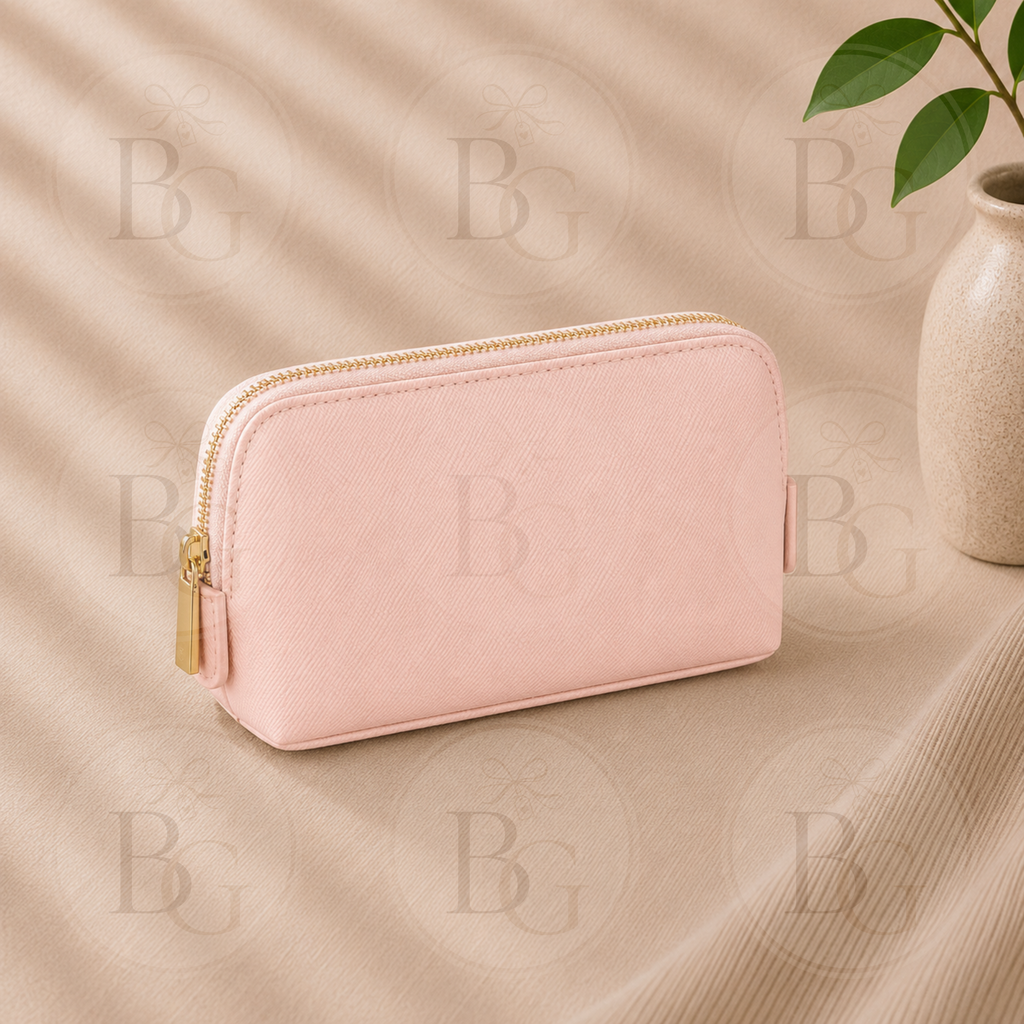 Personalised Small Makeup Bag – Custom Name Cosmetic Pouch – Available in 7 Colours