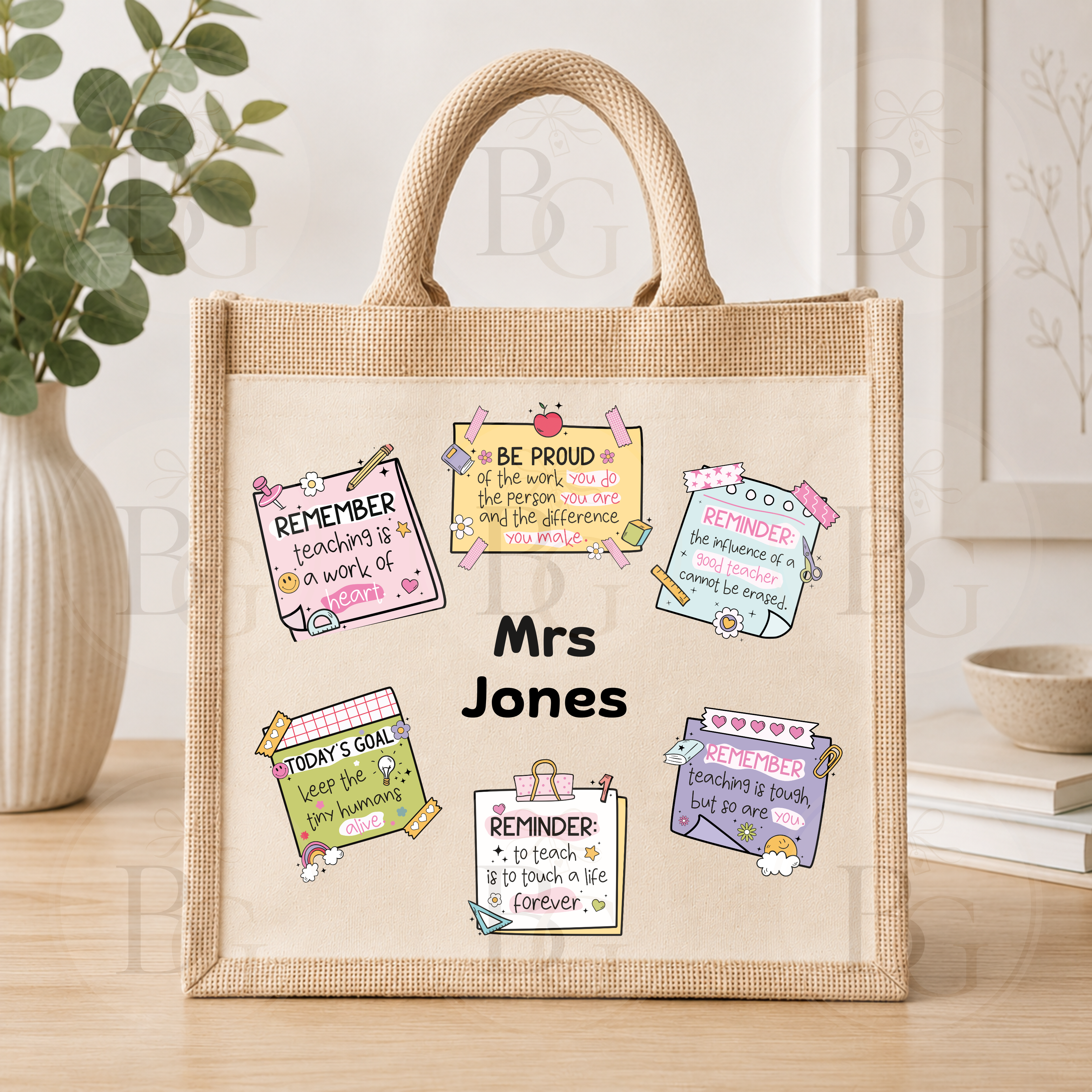 Personalised Teacher Reminder Jute Tote Bag – Custom Teacher Appreciation Gift