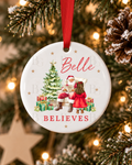 Girls Personalised Believe Christmas Decoration – Santa & Child