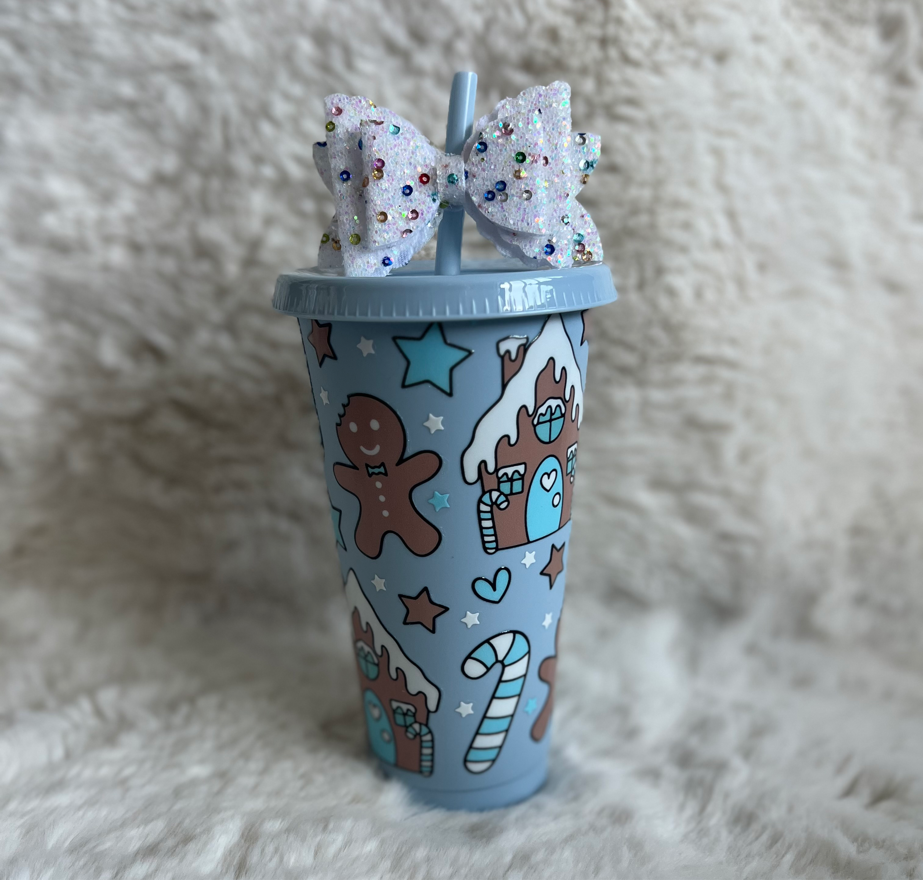 Blue Gingerbread House 24oz Cold Cup