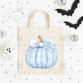 Personalised Sparkly Blue Pumpkin - Canvas Bag