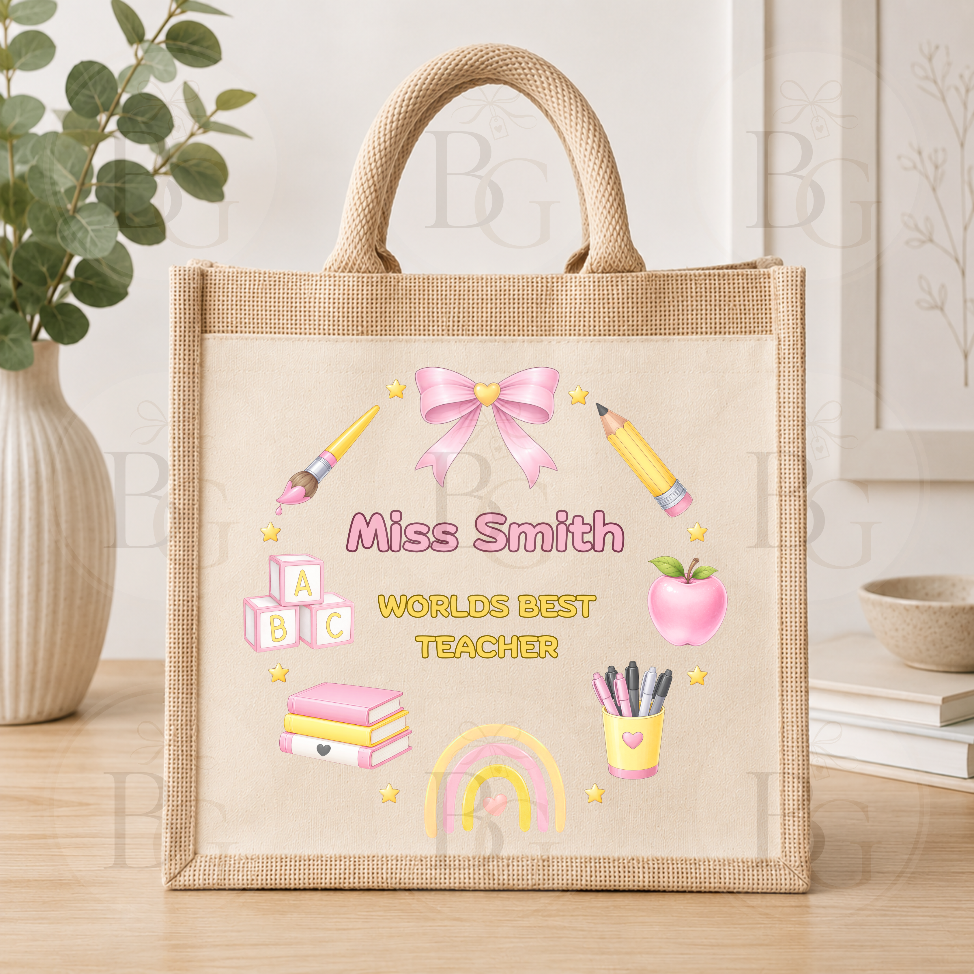 Personalised World’s Best Teacher Tote Bag – Custom Teacher Thank You Gift