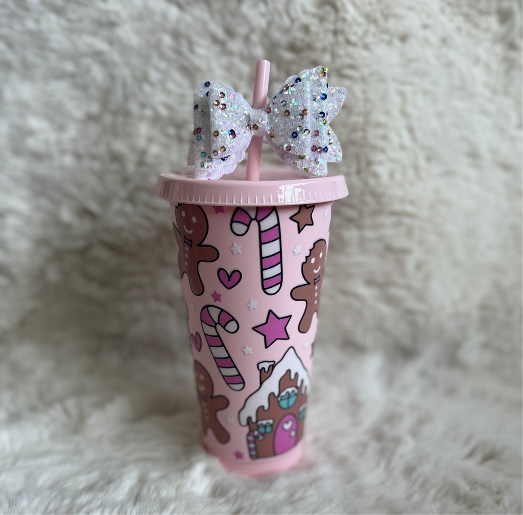 Pink Gingerbread House 24oz Cold Cup