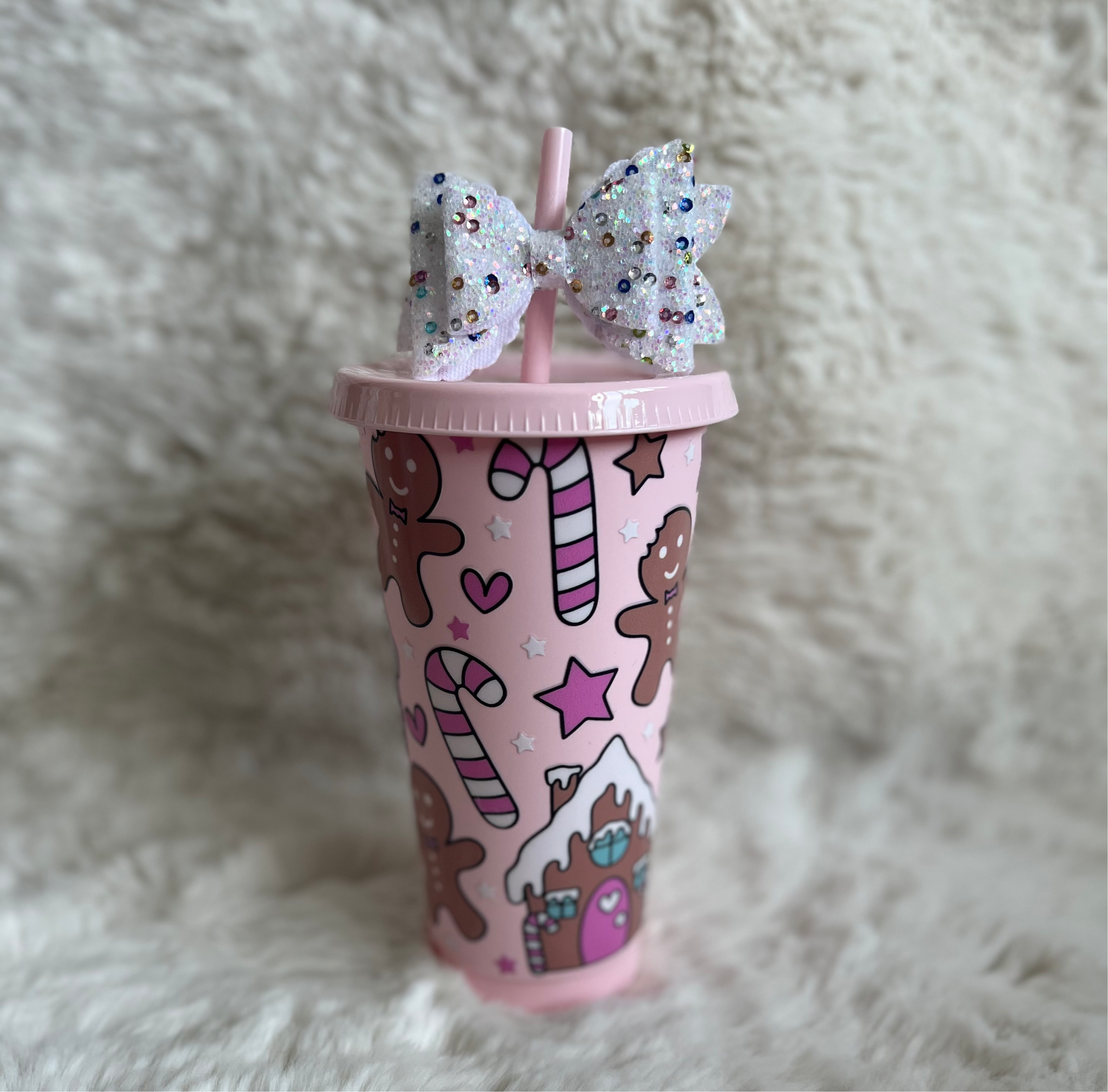 Pink Gingerbread House 24oz Cold Cup