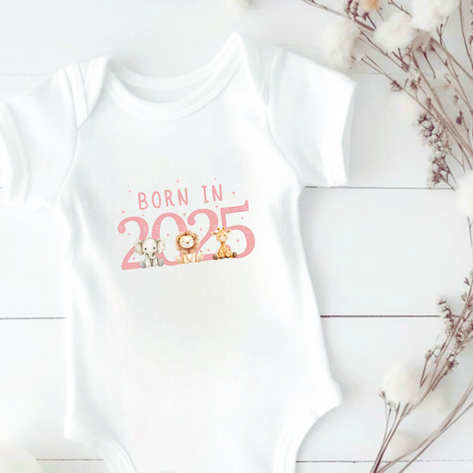 Born in 2025 Baby Grow - Pink