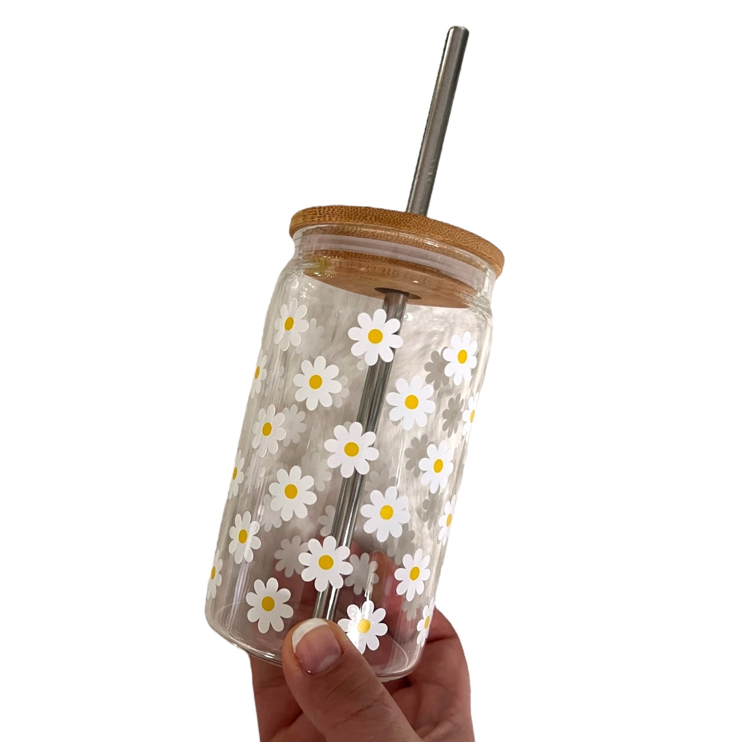 Daisy Print - 16oz Glass Tumbler