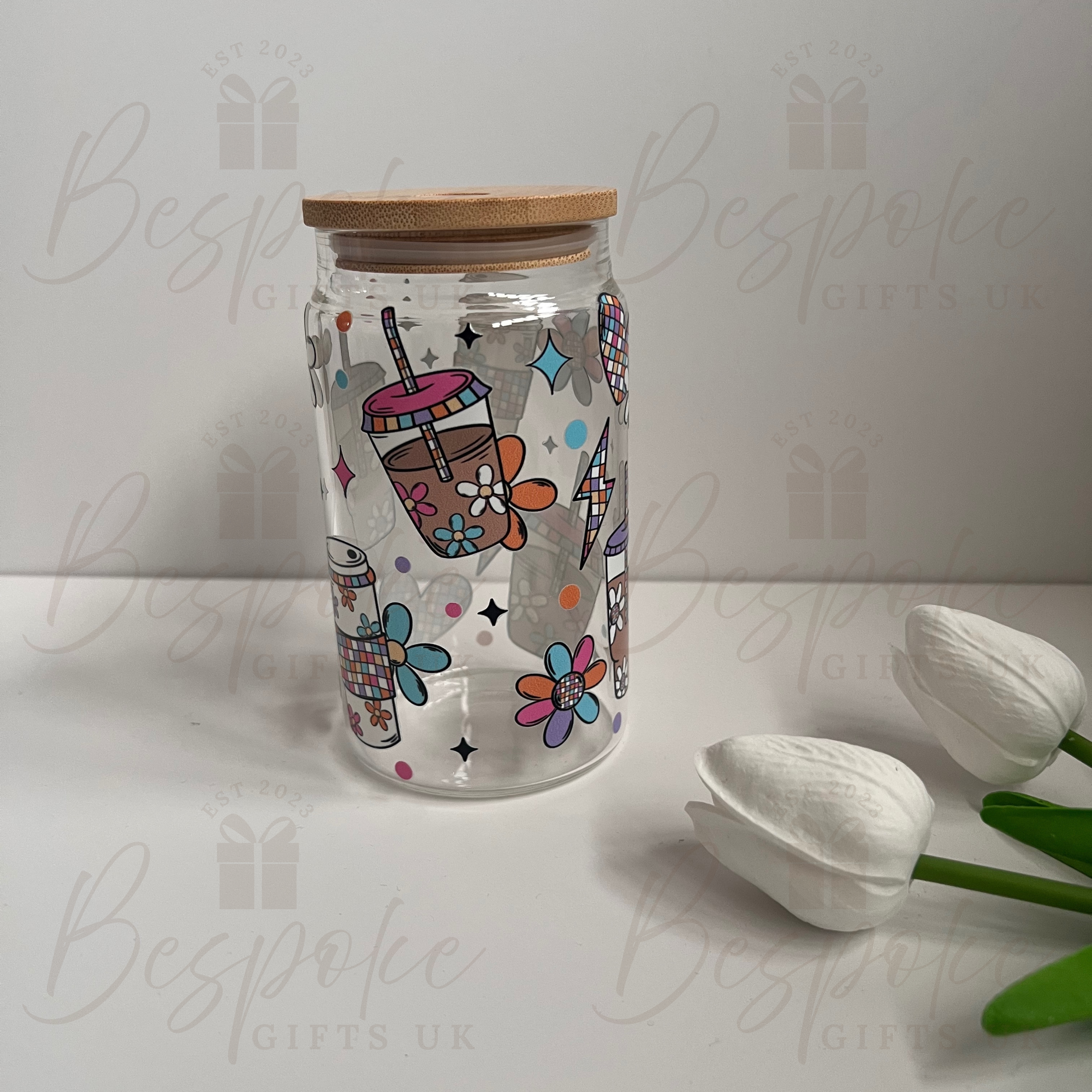 Retro Coffee - 16oz Glass Tumbler
