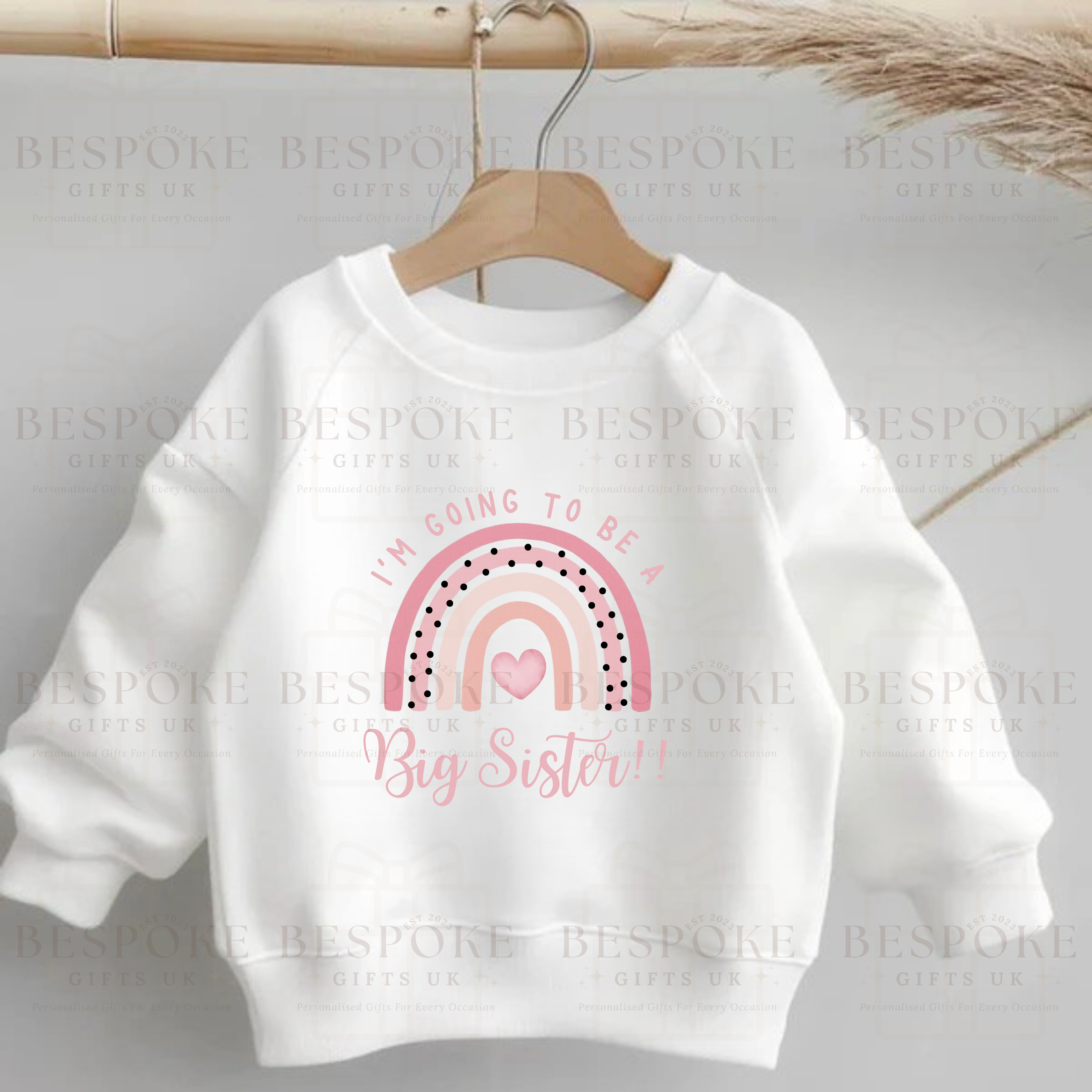 I’m Going To Be A Big Sister - White Jumper - Pink Design