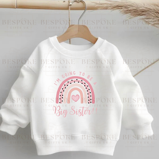 I’m Going To Be A Big Sister - White Jumper - Pink Design
