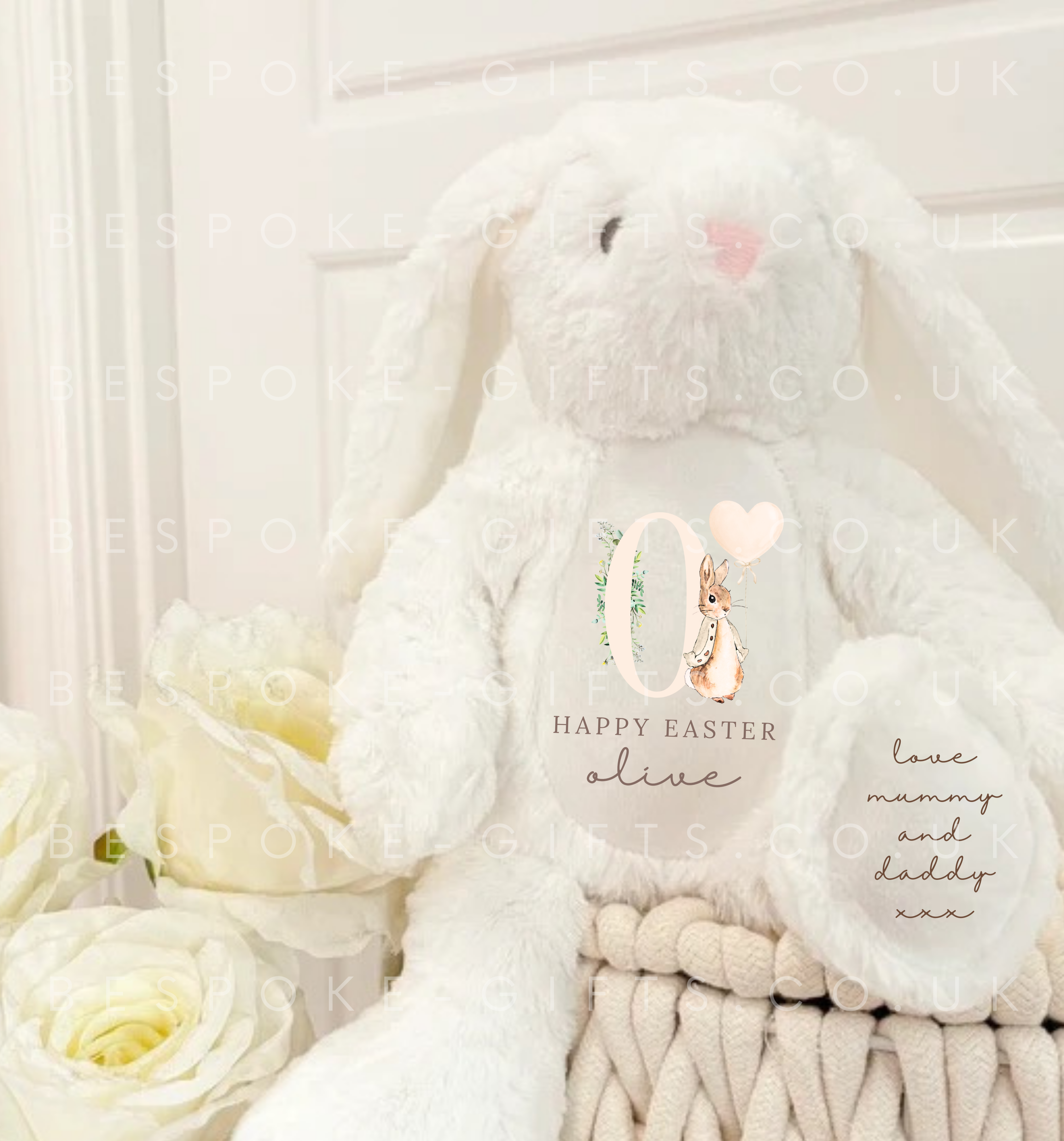 Happy Easter - Personalised Bunny - White