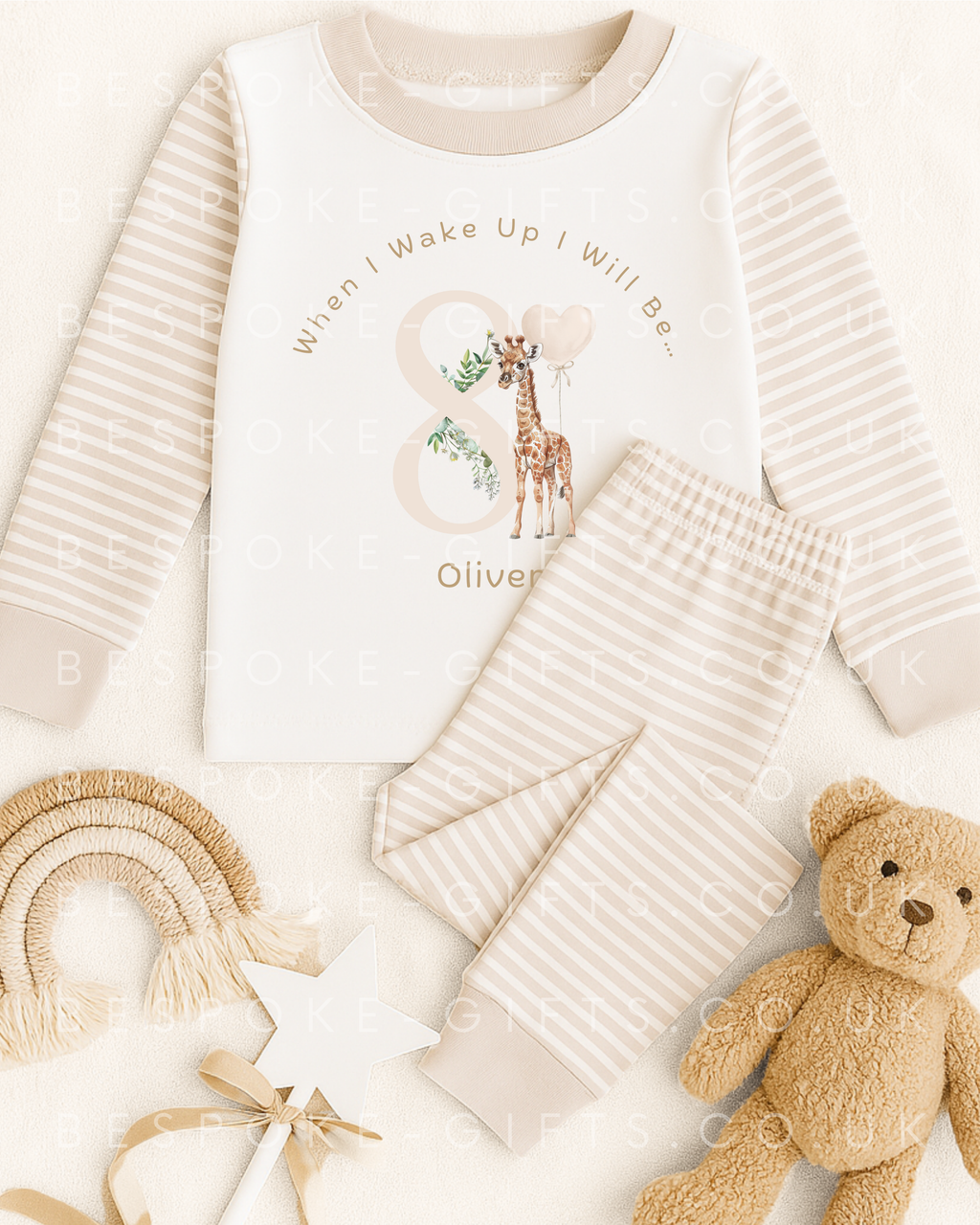 When I Wake Up I Will Be - Giraffe Design - Beige