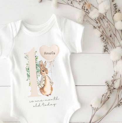 Personalised Number Flopsy Short Sleeve Bodysuit - Neutral