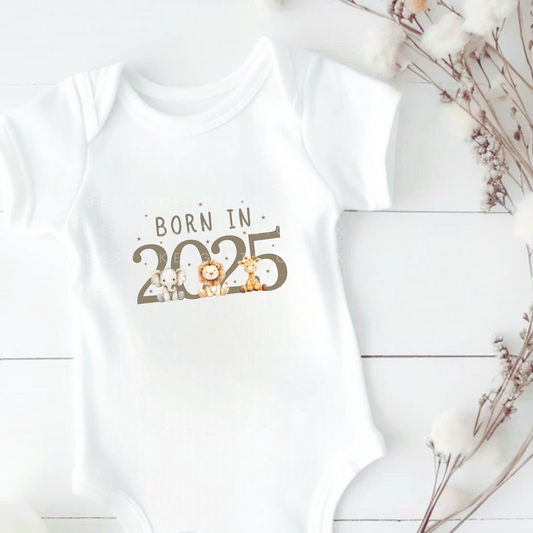 Born in 2025 Baby Grow - Brown