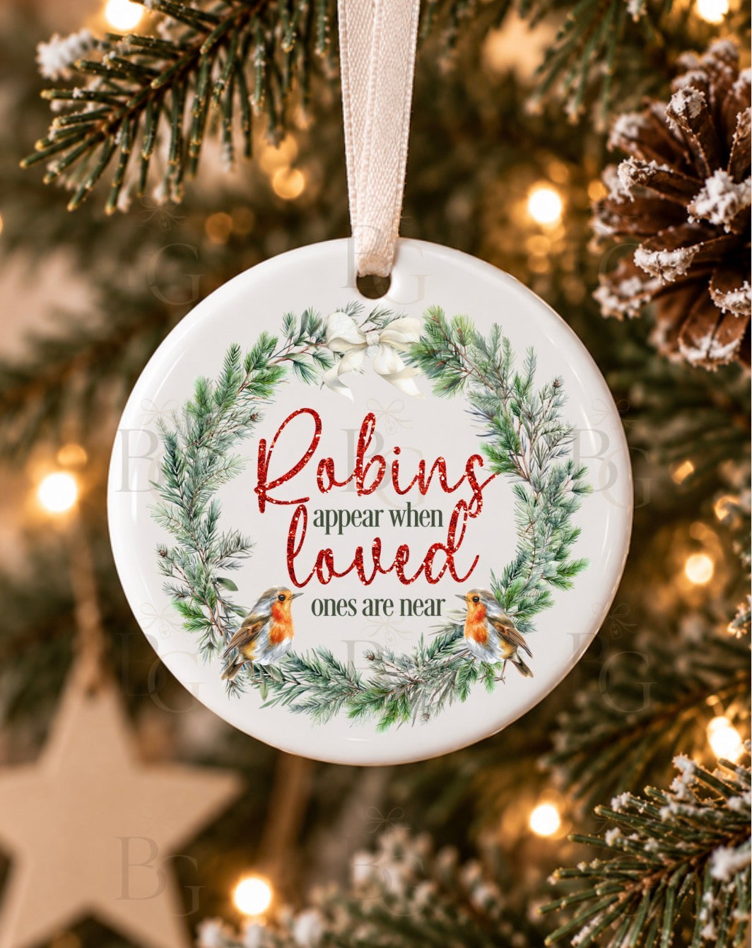 Robin Appear When Loved Ones Are Near Christmas Tree Ceramic Decoration