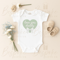 Love You Daddy | Short Sleeve Baby Vest | Sage Green Heart