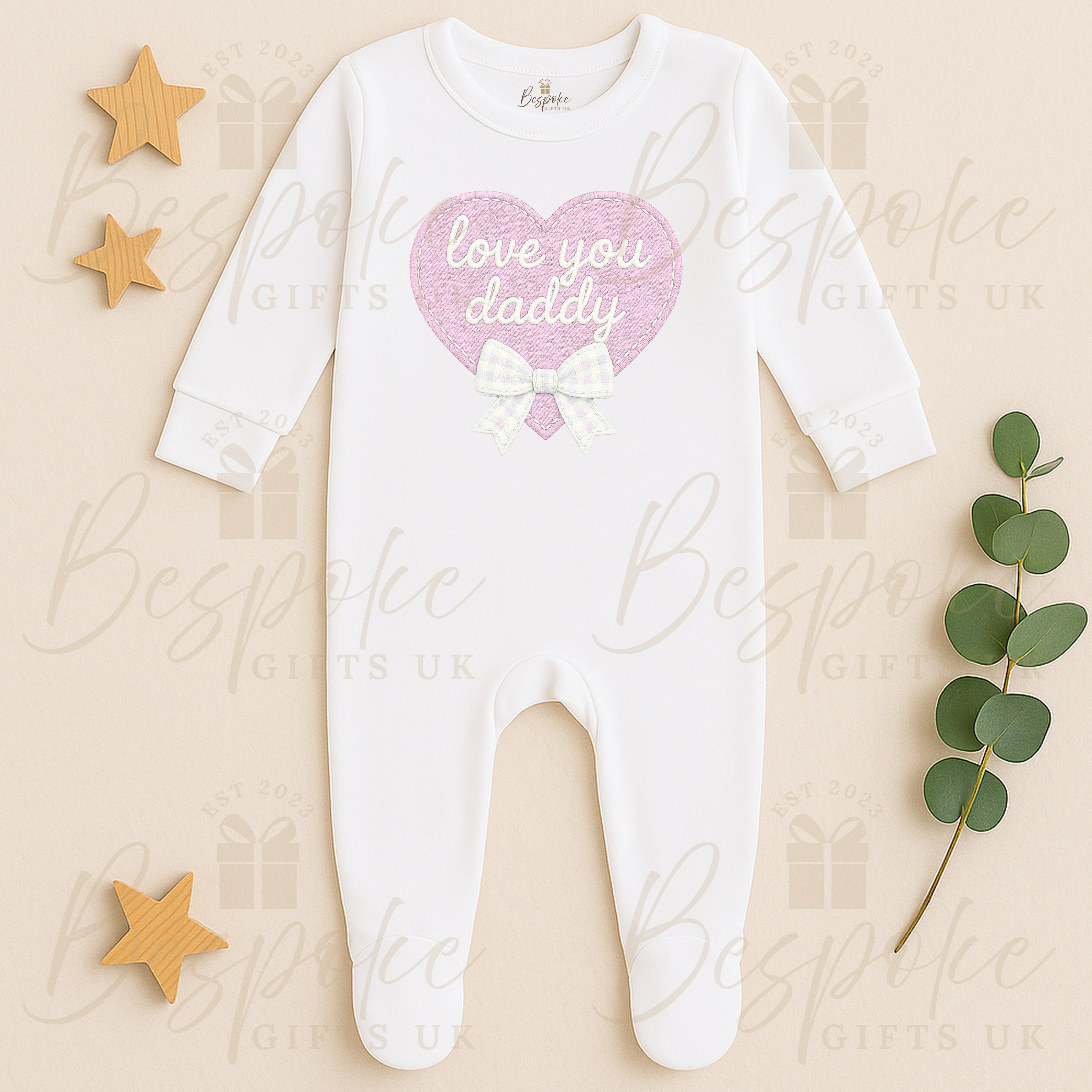 Love You Daddy | Long Sleeve Sleepsuit | Pink Heart