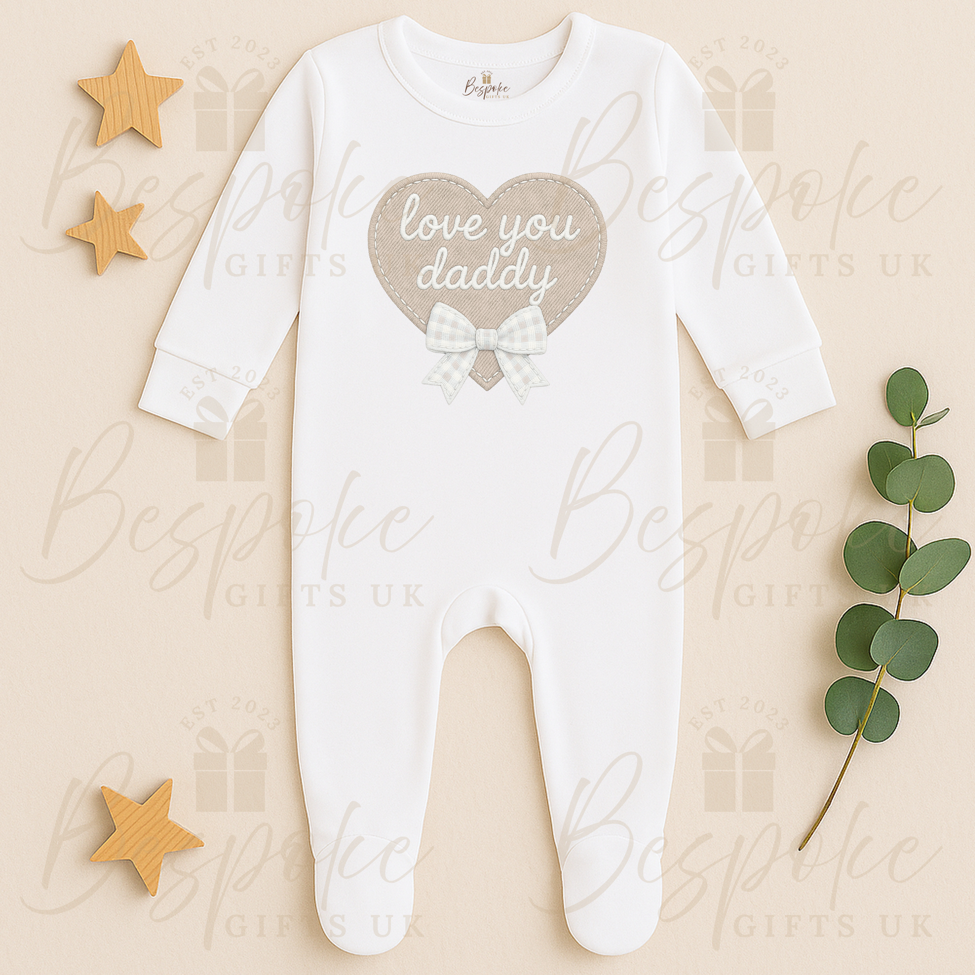 Love You Daddy | Long Sleeve Sleepsuit | Neutral Heart