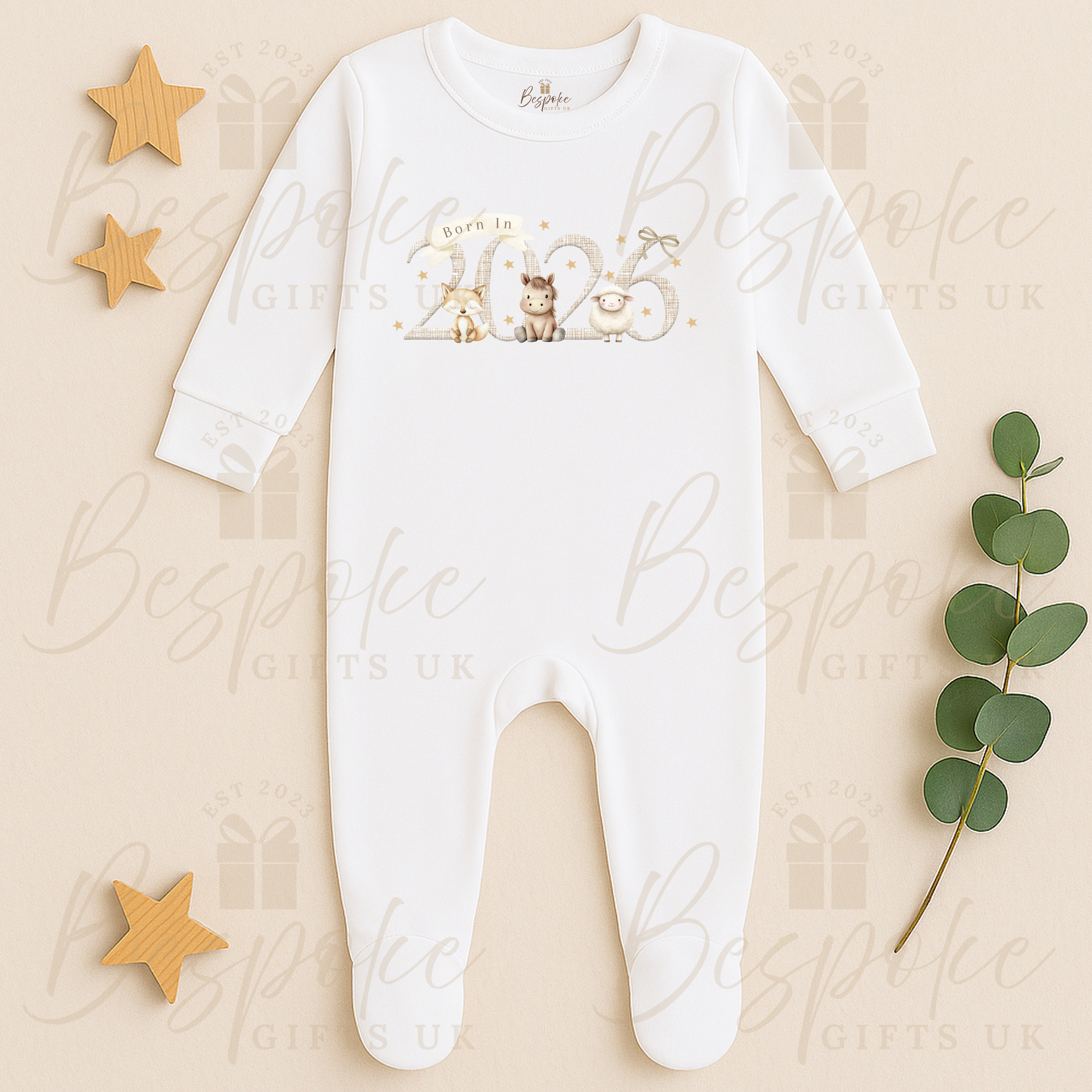 Born In 2026 - Long Sleeve Sleepsuit - Farm Design